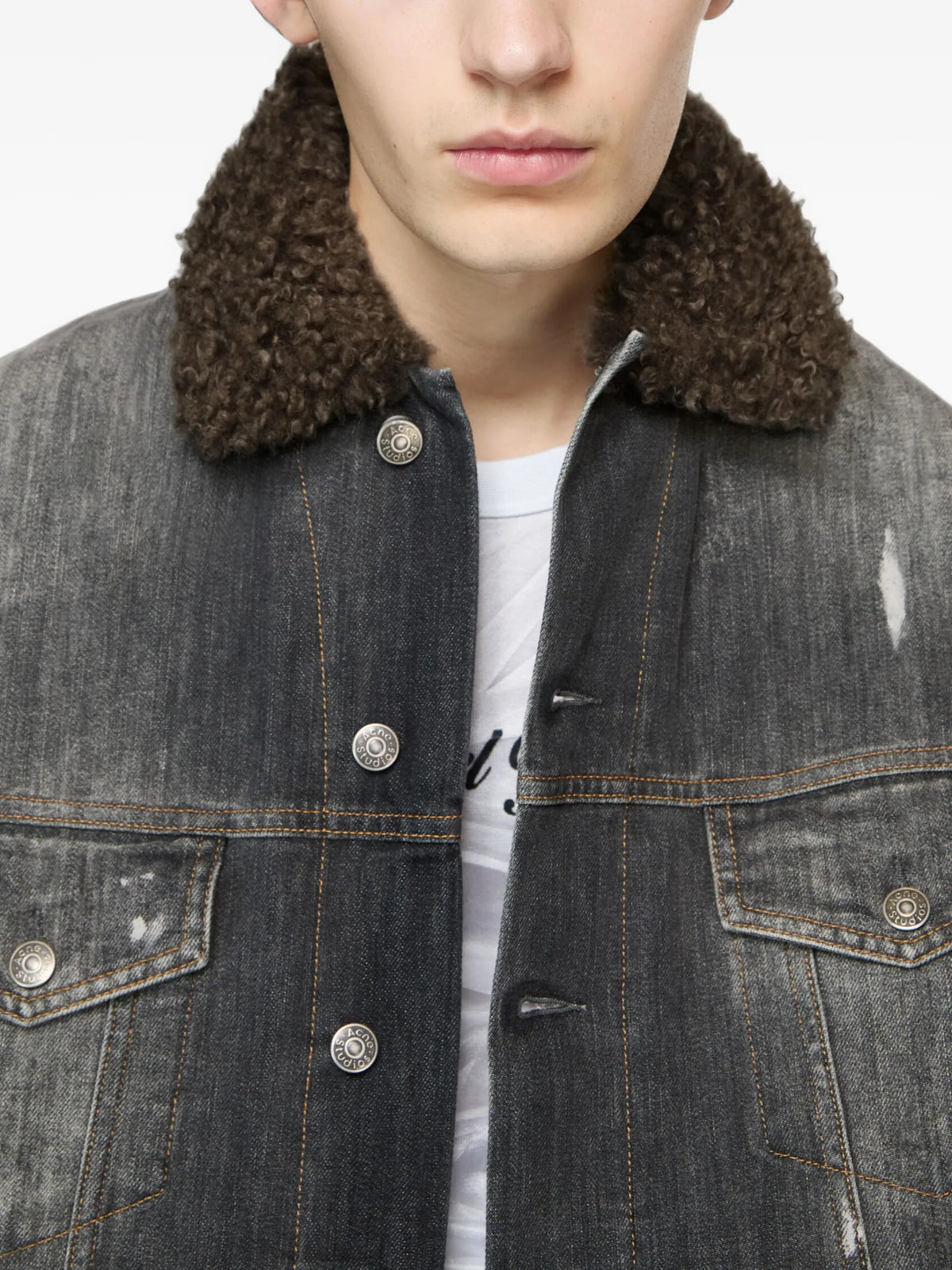 Acne Studios washed denim jacket coloris Grey - vue 4
