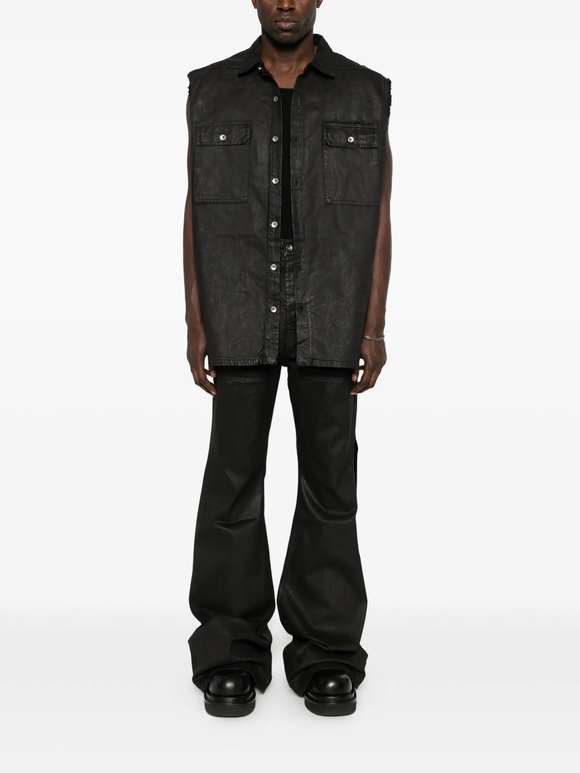 Rick Owens DRKSHDW Tommy Jumbo Buttoned Pocket Gilet DU01F4764DBK Vue 2