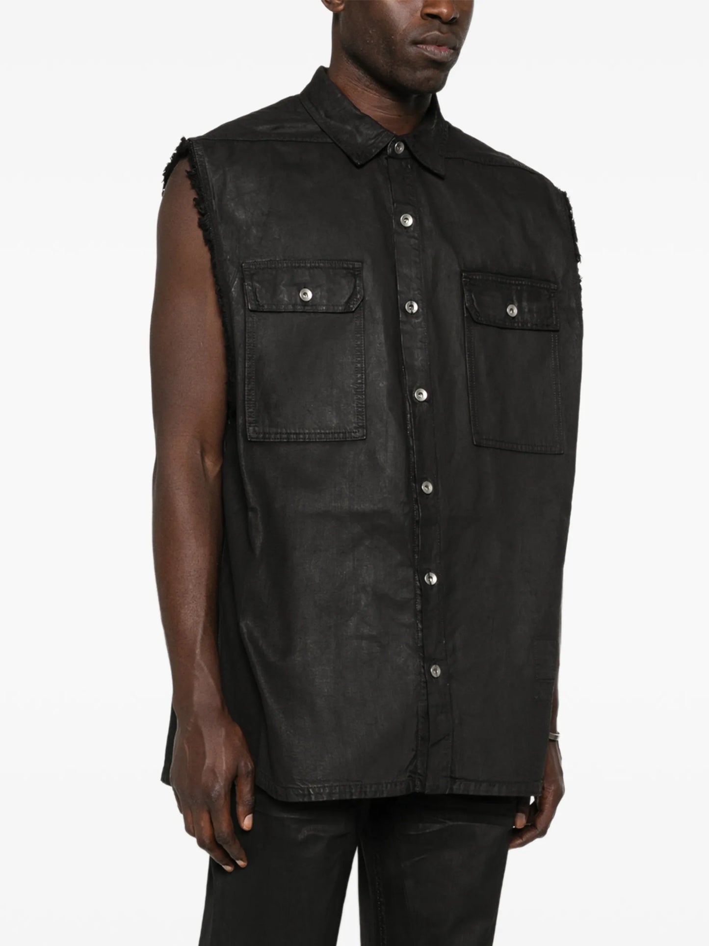 Rick Owens DRKSHDW Tommy Jumbo Buttoned Pocket Gilet DU01F4764DBK Vue 3