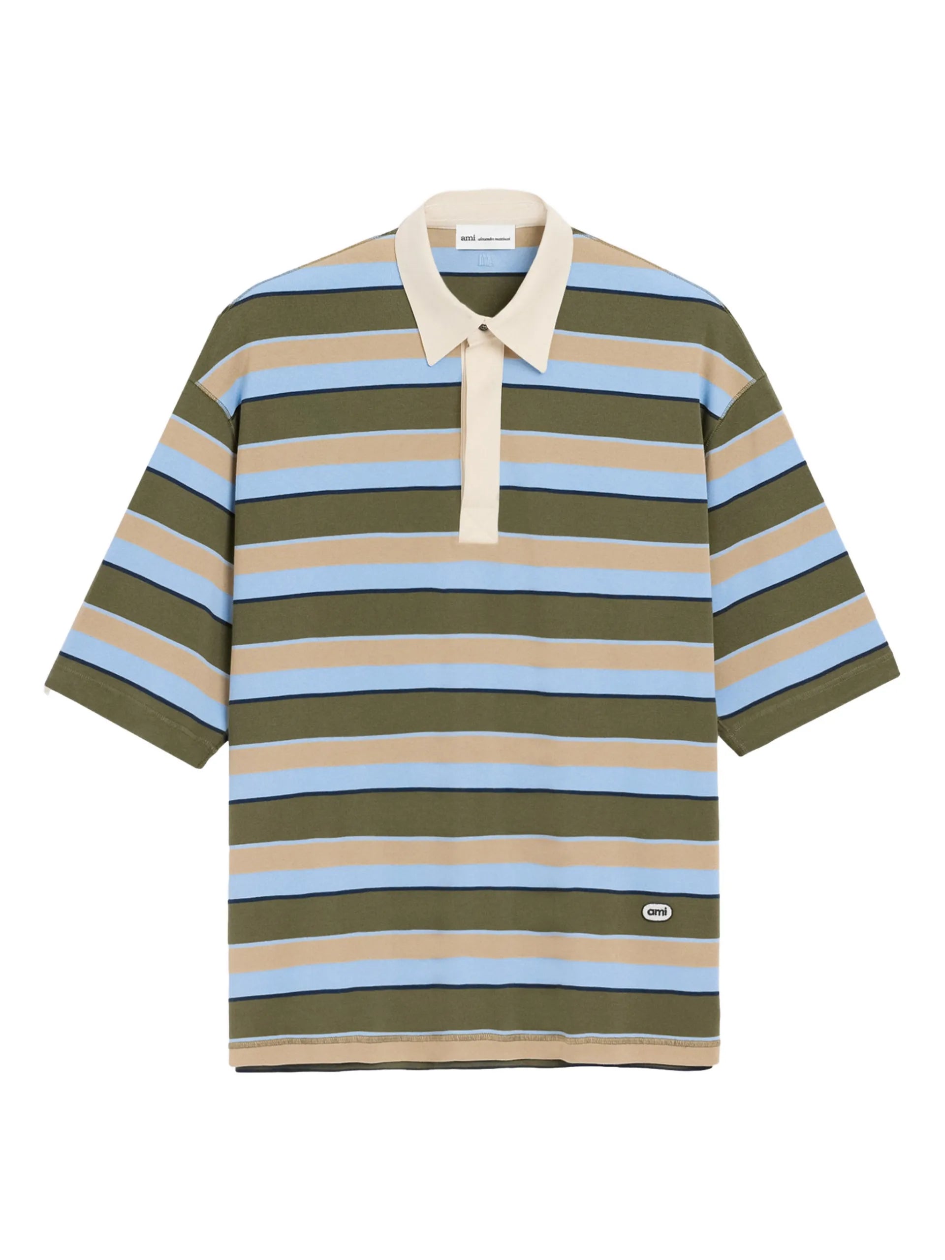 AMI Paris Striped Ami-patch Polo Shirt - AMI Paris | Le Block Lyon
