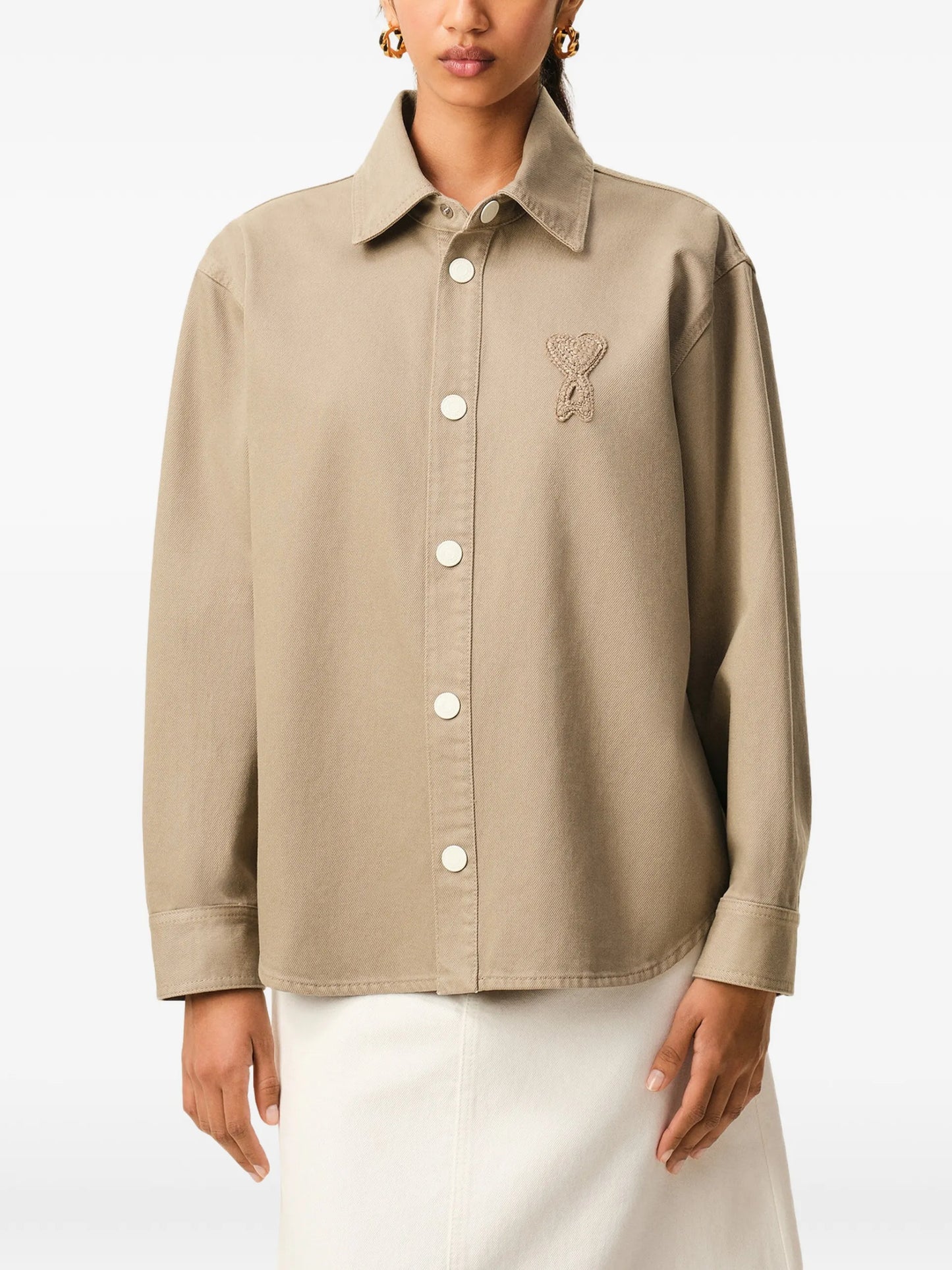 AMI Paris Ami De Coeur Logo-patch Buttoned Shirt E26UJK897DE0126 Vue 3