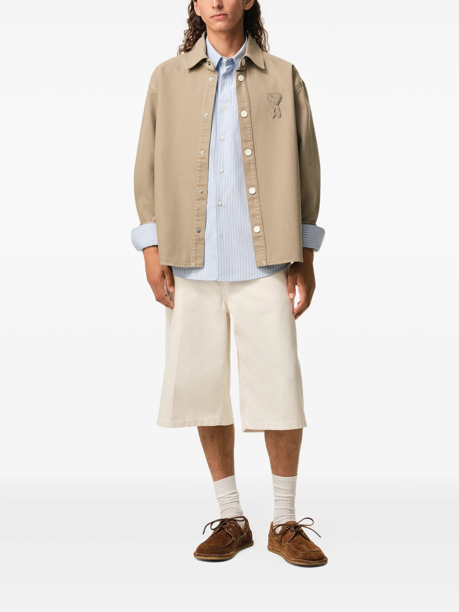 AMI Paris Ami De Coeur Logo-patch Buttoned Shirt