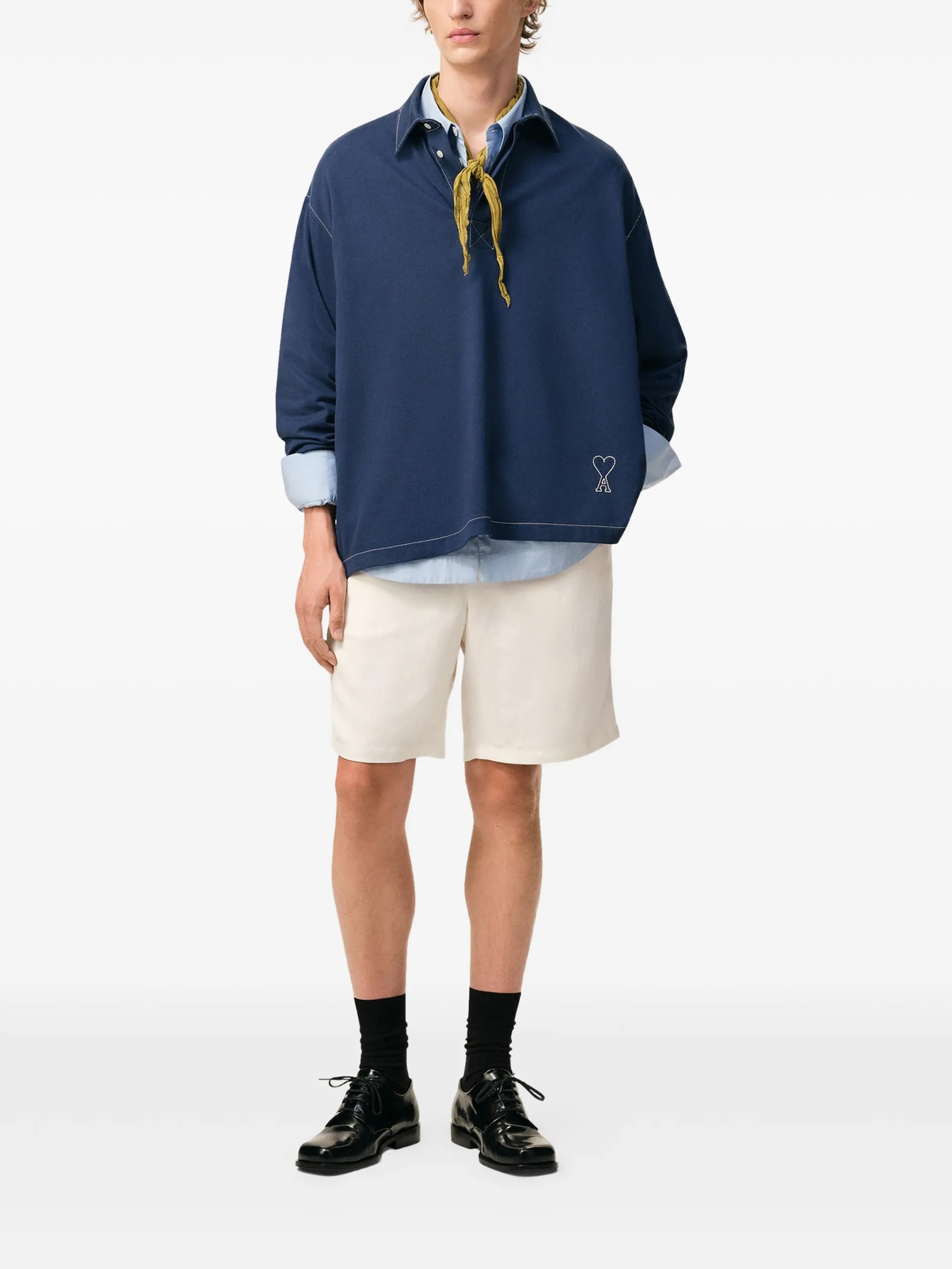 AMI Paris Ami De Coeur Logo Polo Shirt E26HPL425726 Vue 2