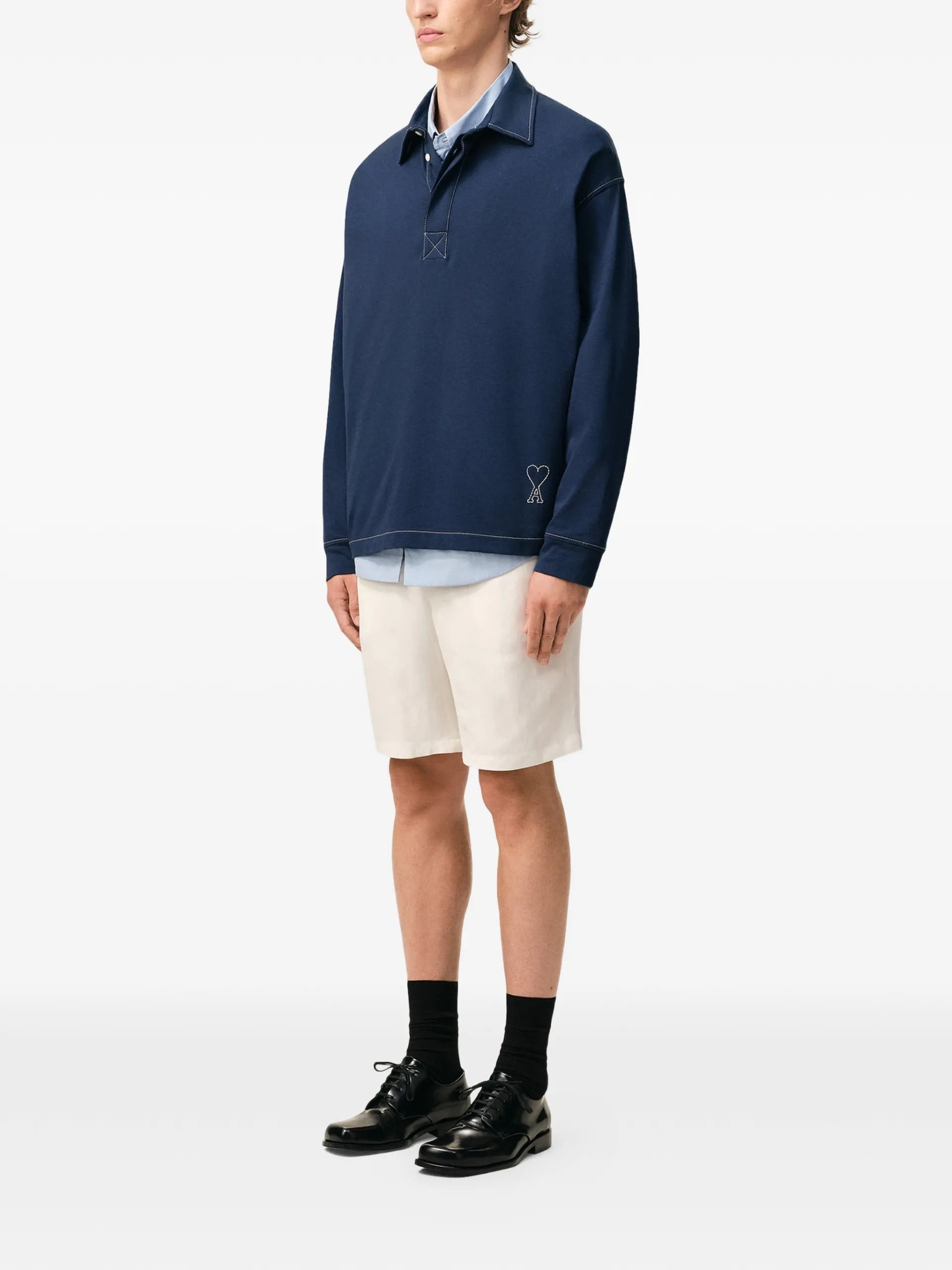 AMI Paris Ami De Coeur Logo Polo Shirt E26HPL425726 Vue 3