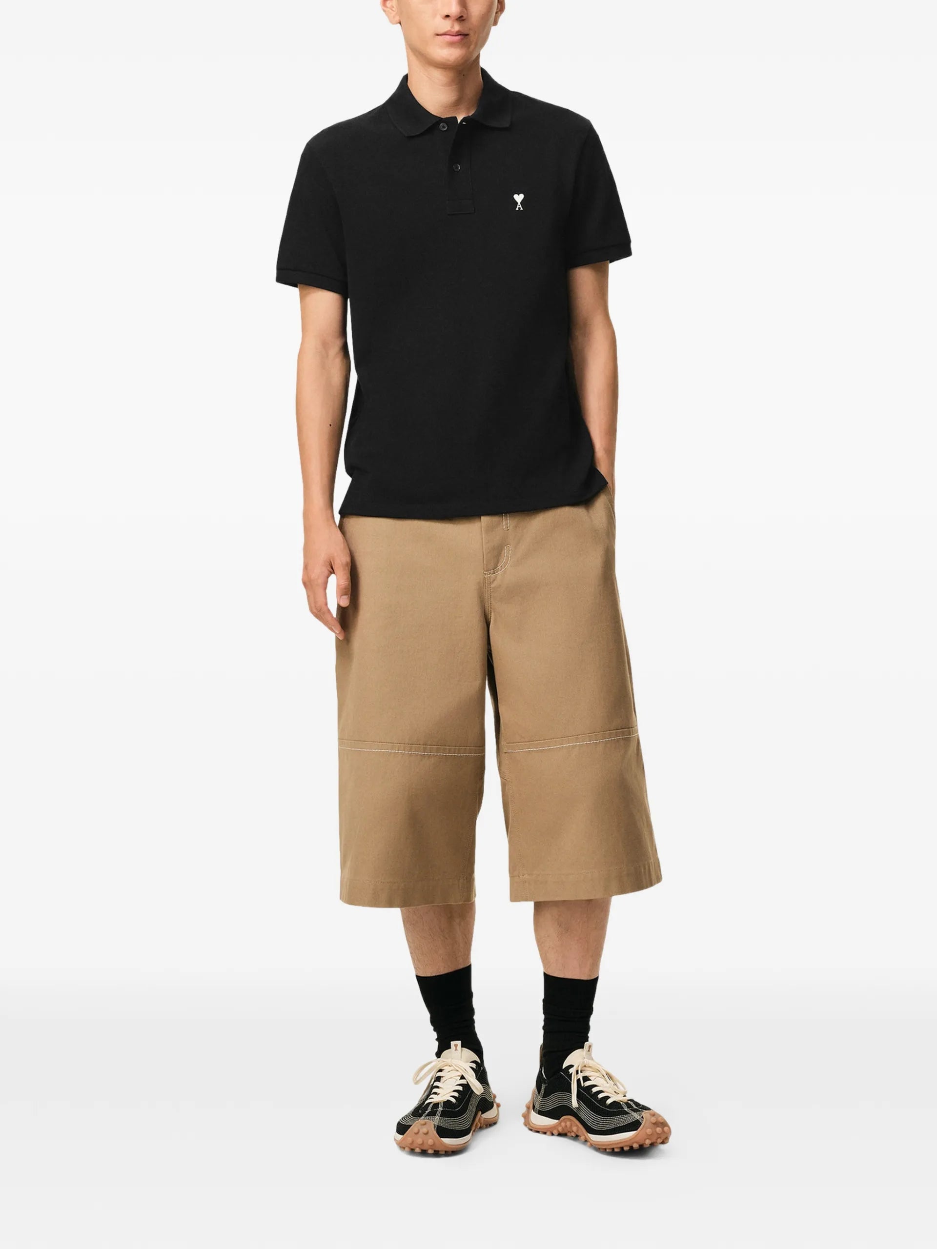 AMI Paris Ami De Coeur Logo-embroidered Polo Shirt