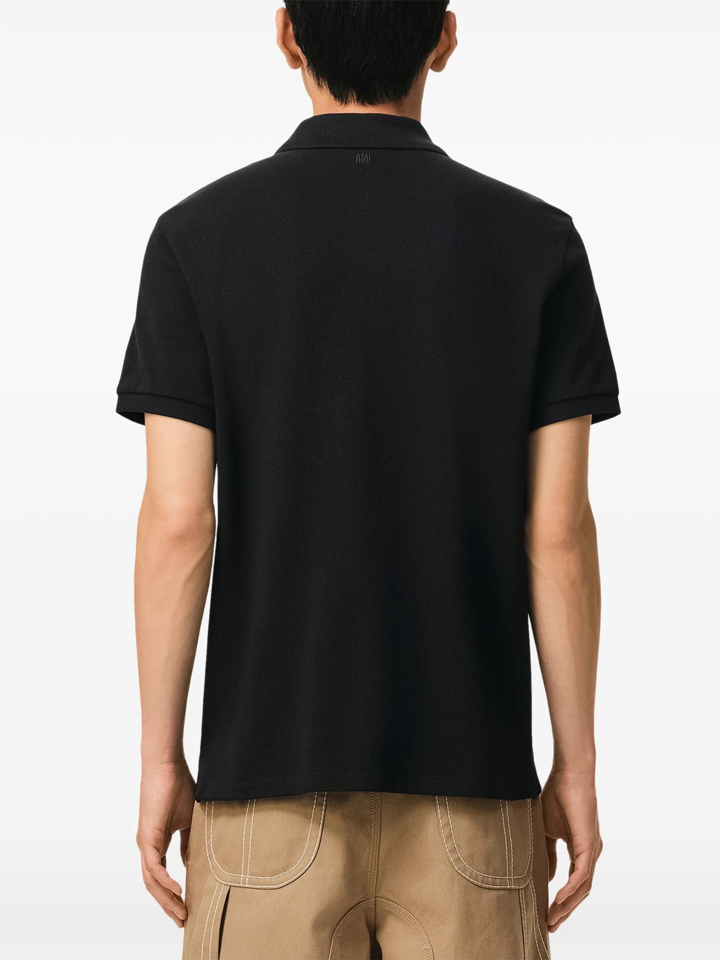 AMI Paris Ami De Coeur Logo-embroidered Polo Shirt E26HPL411760 Vue 4