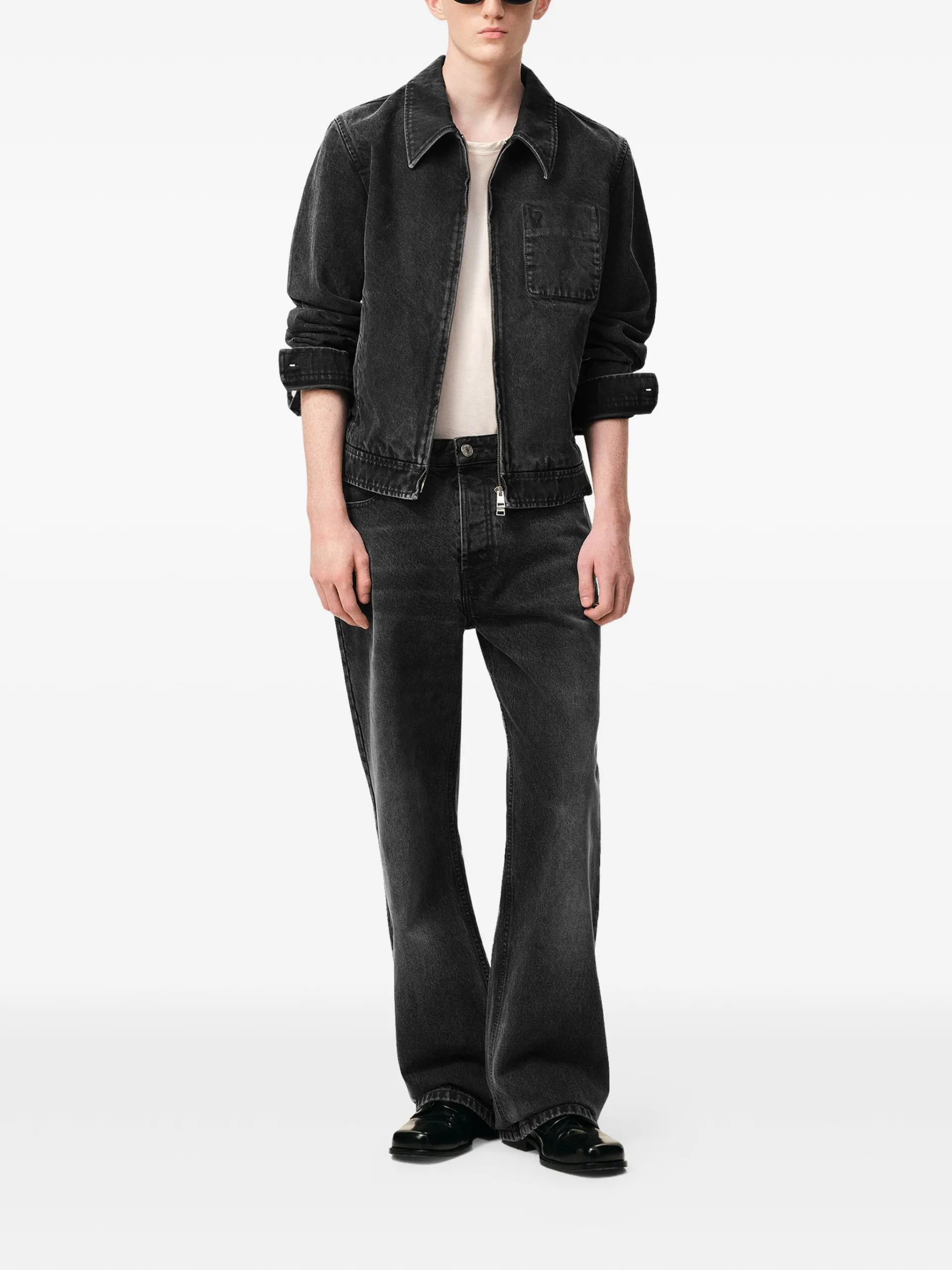 AMI Paris Ami De Coeur Denim Zipped Jacket