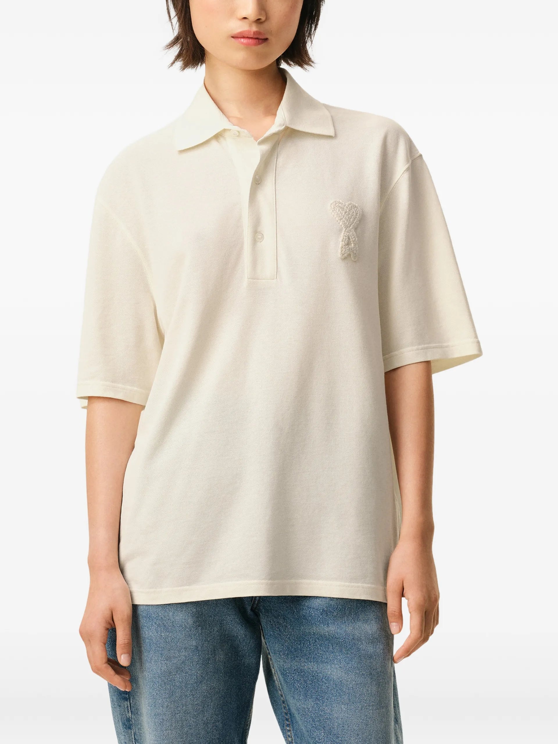 AMI Paris Ami De Coeur Logo-patch Polo Shirt - detail - AMI Paris