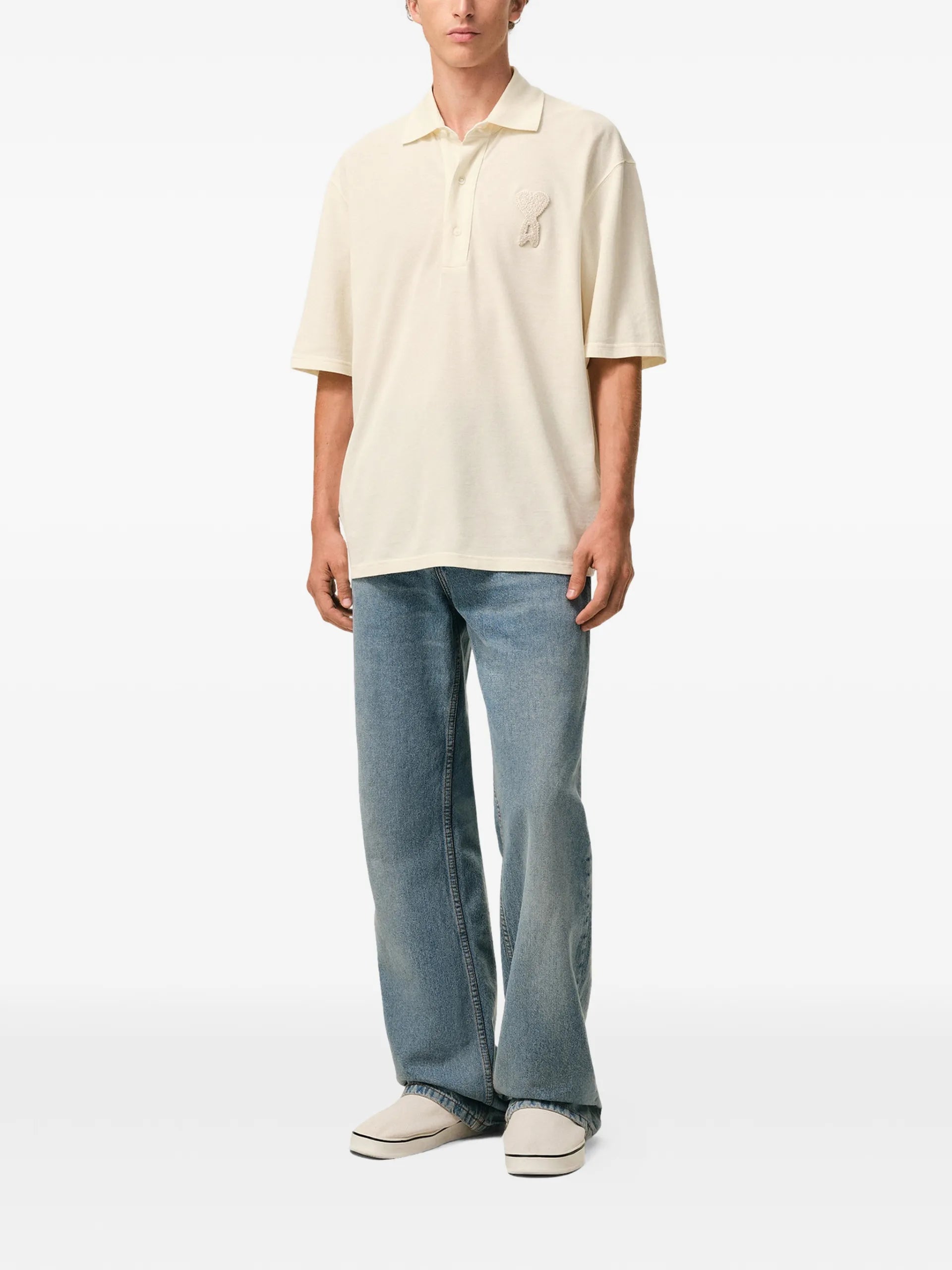 AMI Paris Ami De Coeur Logo-patch Polo Shirt