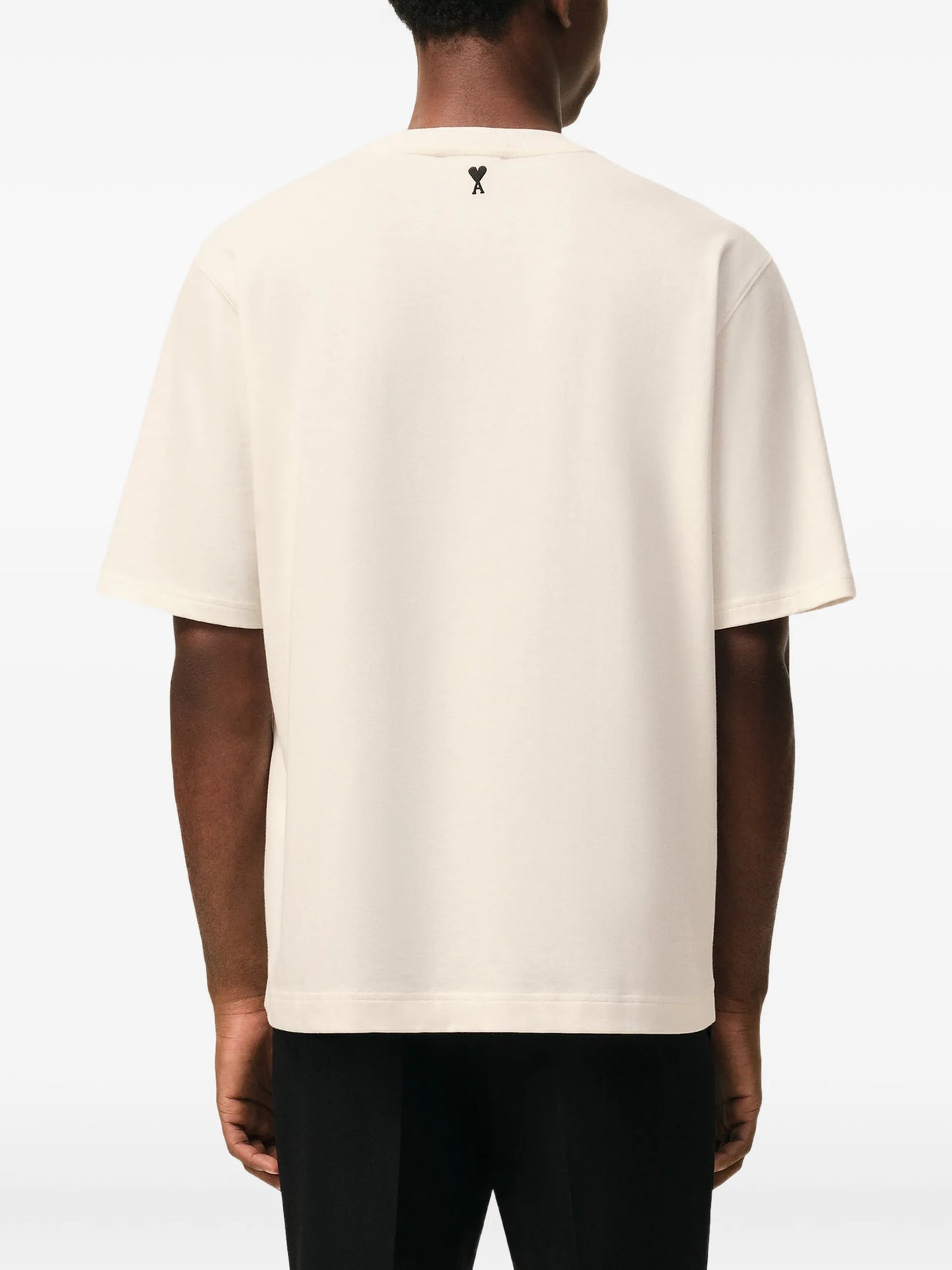 AMI Paris Signature-print Crew-neck T-shirt E26UTS384726 Vue 4