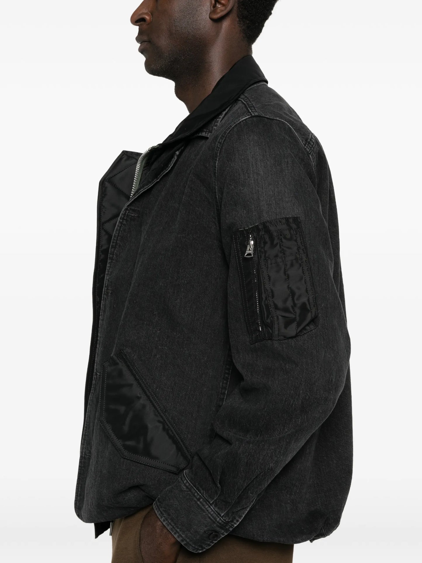 Sacai Zip-up Jacket Black Cotton - vue 5 - sacai