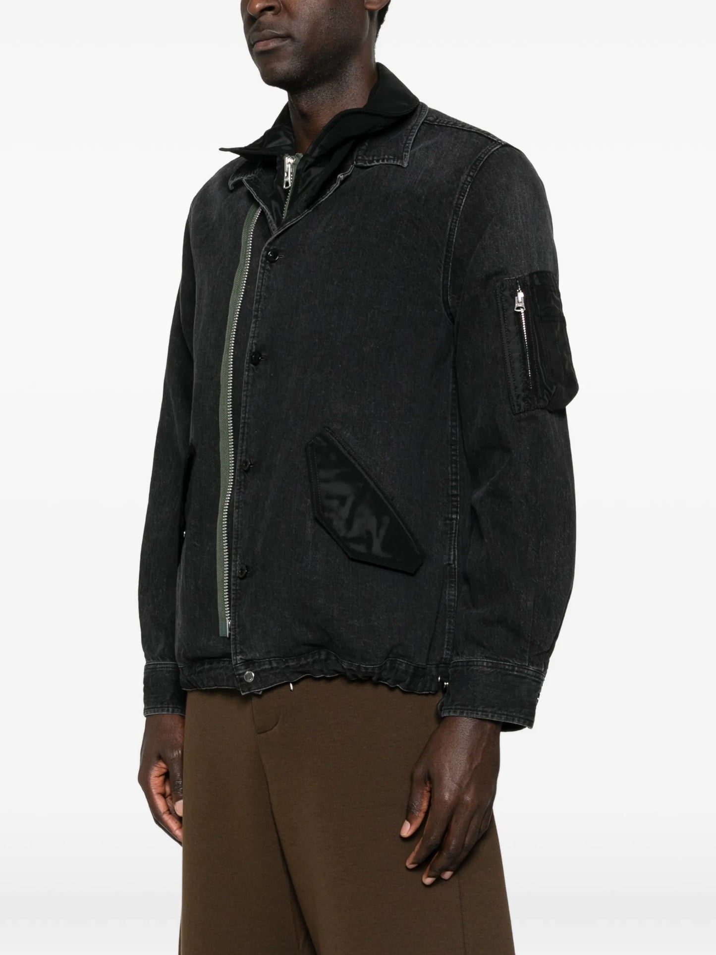Sacai Zip-up Jacket Black Cotton - detail - sacai
