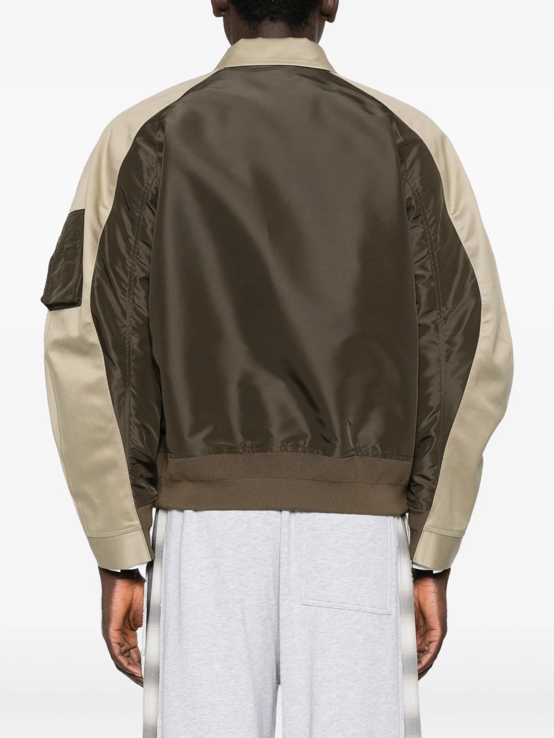 Sacai Colourblock Zip Jacket Brown Cotton - vue 4 - sacai