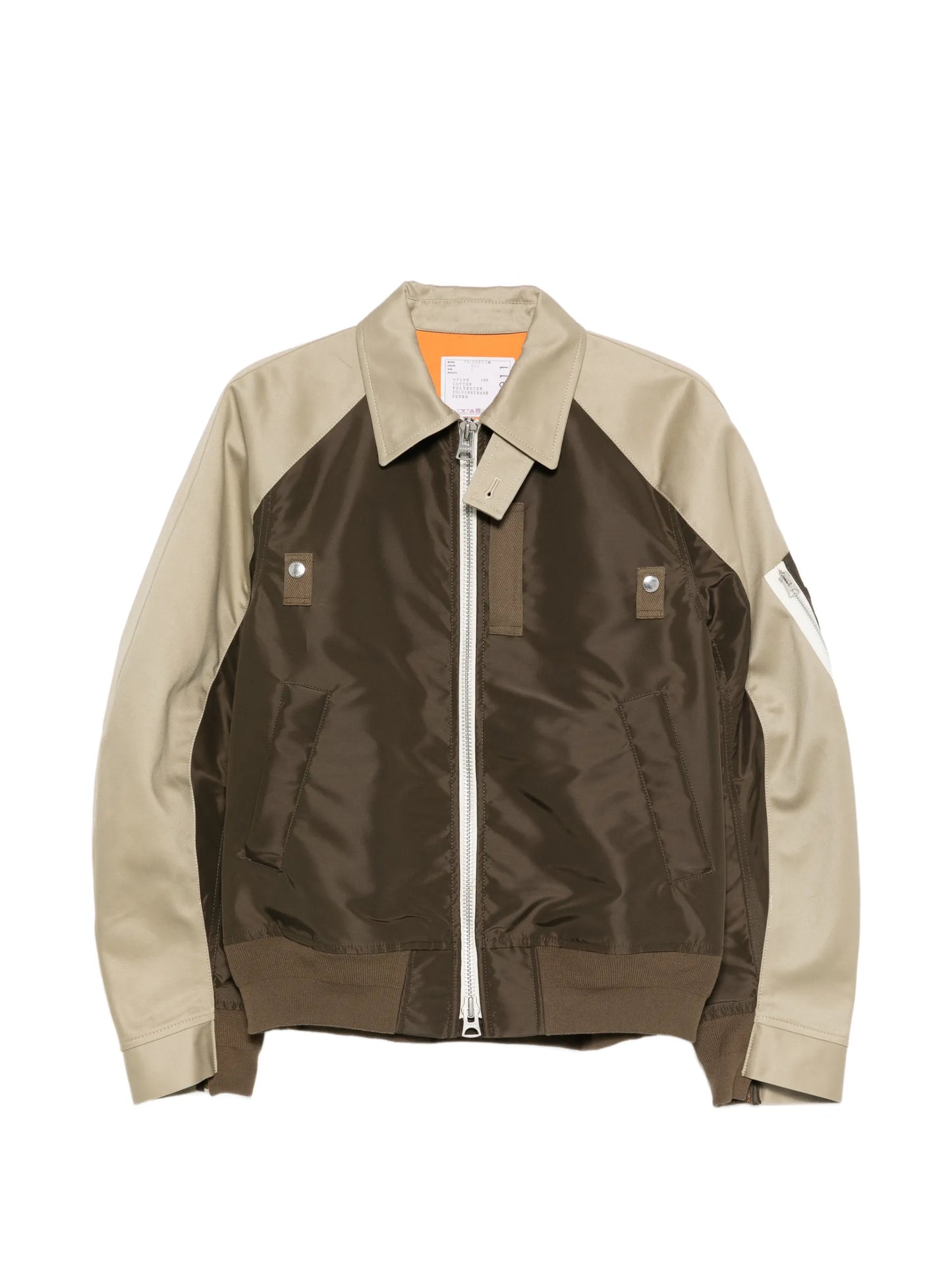Sacai Colourblock Zip Jacket Brown Cotton - sacai | Le Block Lyon
