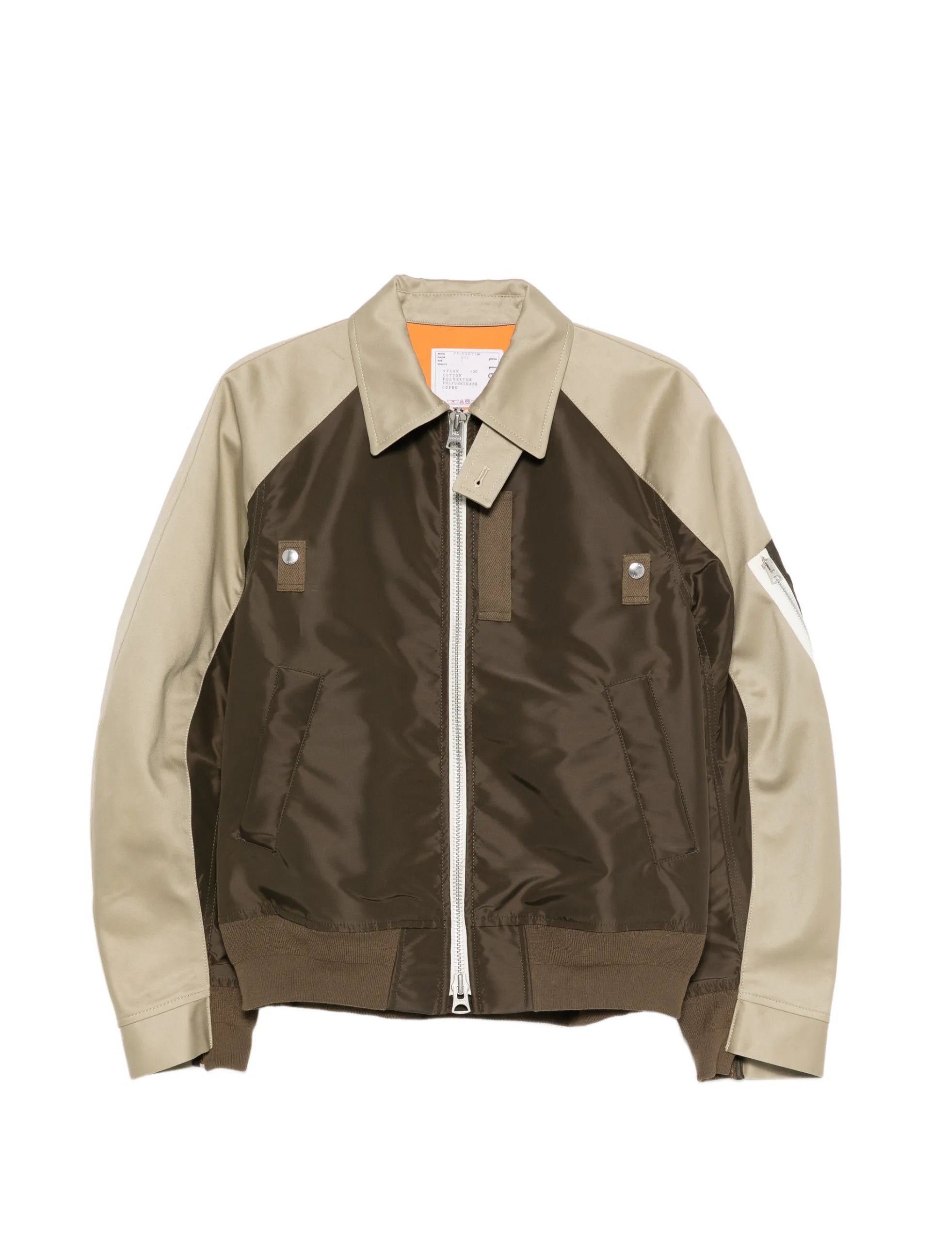 Sacai Colourblock Zip Jacket Brown Cotton - sacai | Le Block Lyon