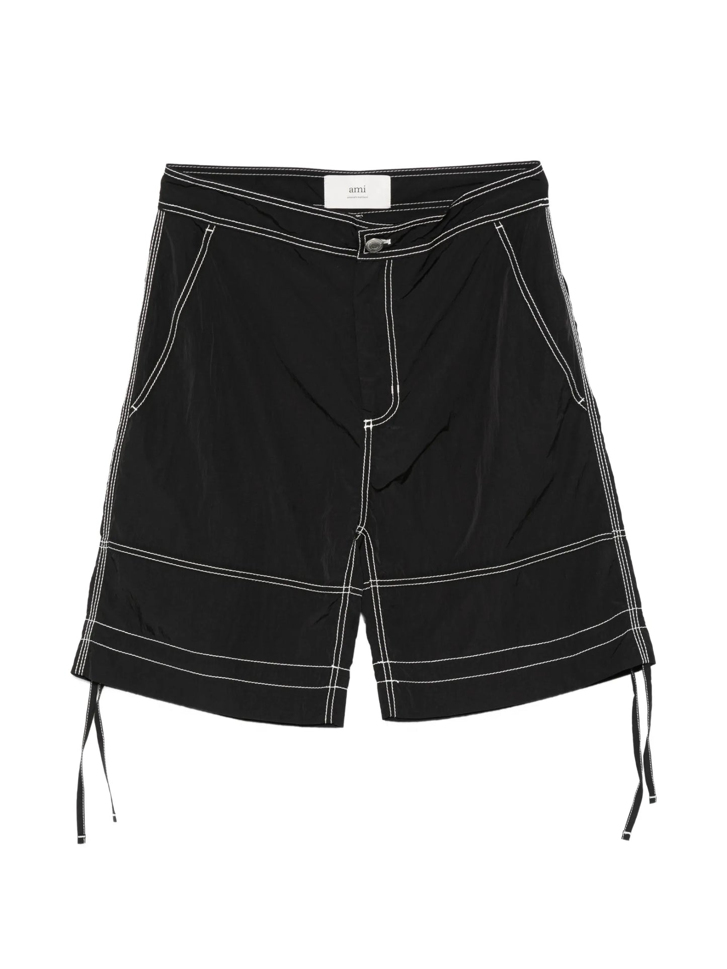 AMI Paris Contrast-stitch Bermuda Shorts HSO830PA0117 Vue 1