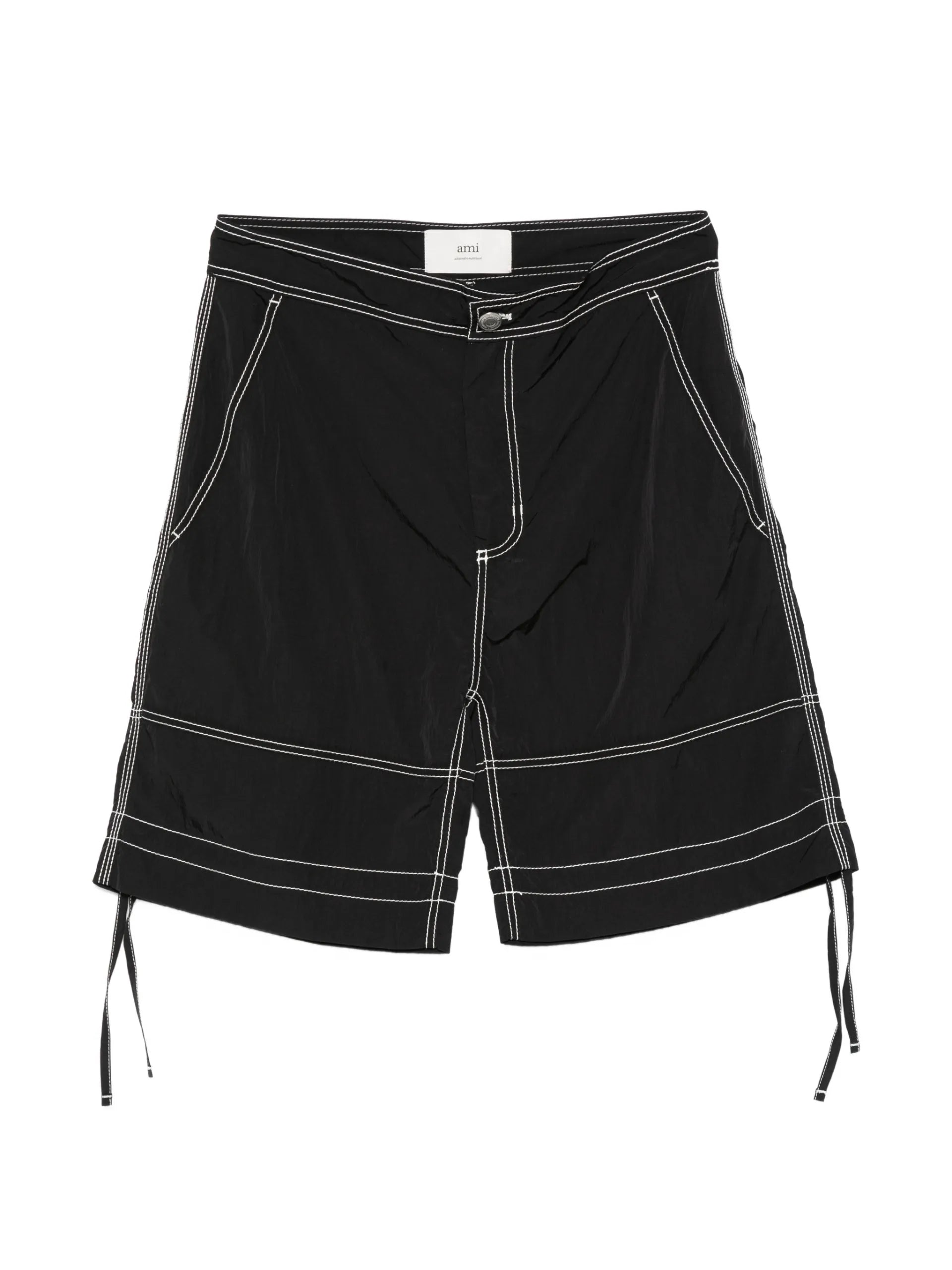 AMI Paris Contrast-stitch Bermuda Shorts HSO830PA0117 Vue 1