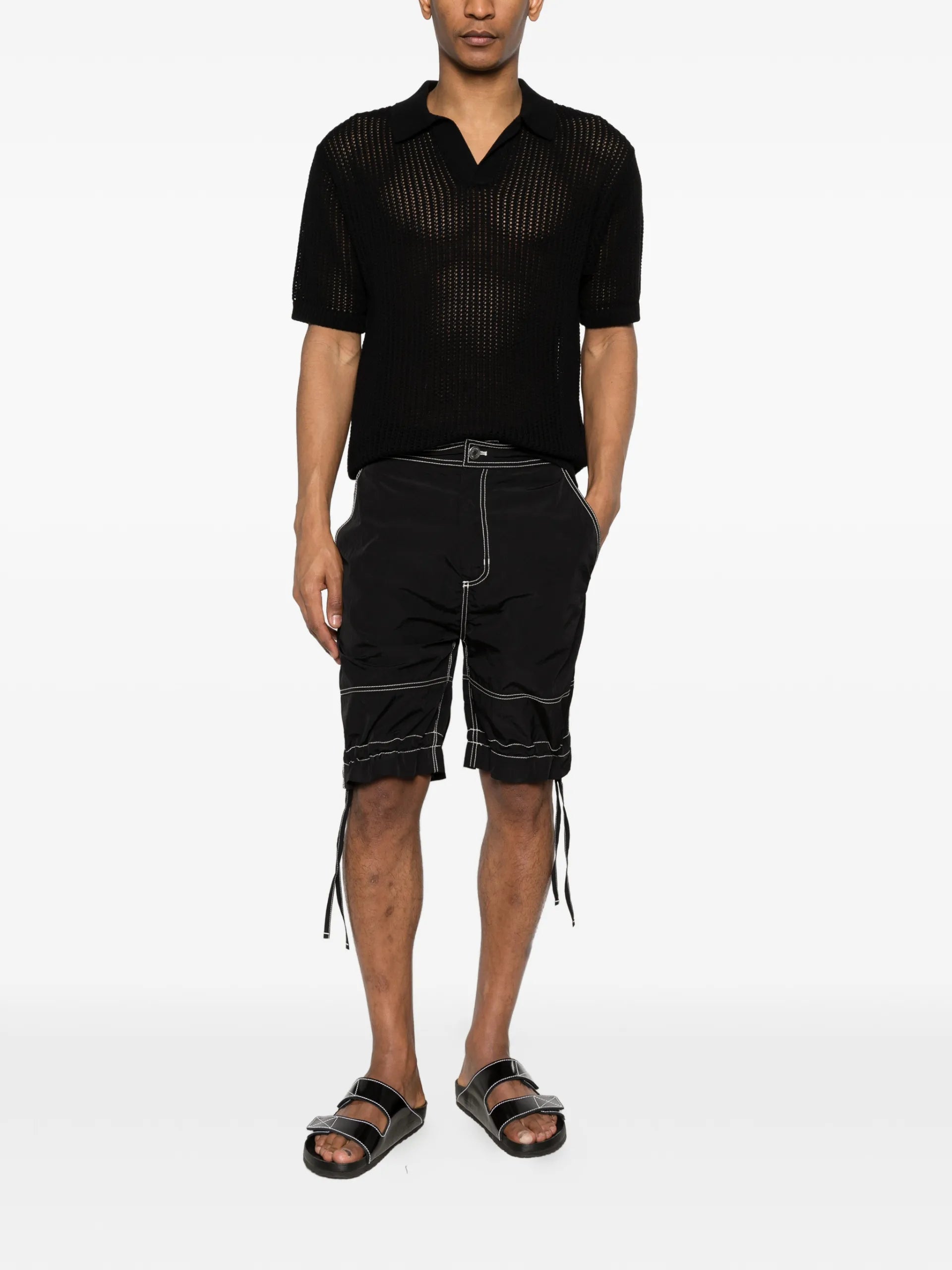 AMI Paris Contrast-stitch Bermuda Shorts HSO830PA0117 Vue 2
