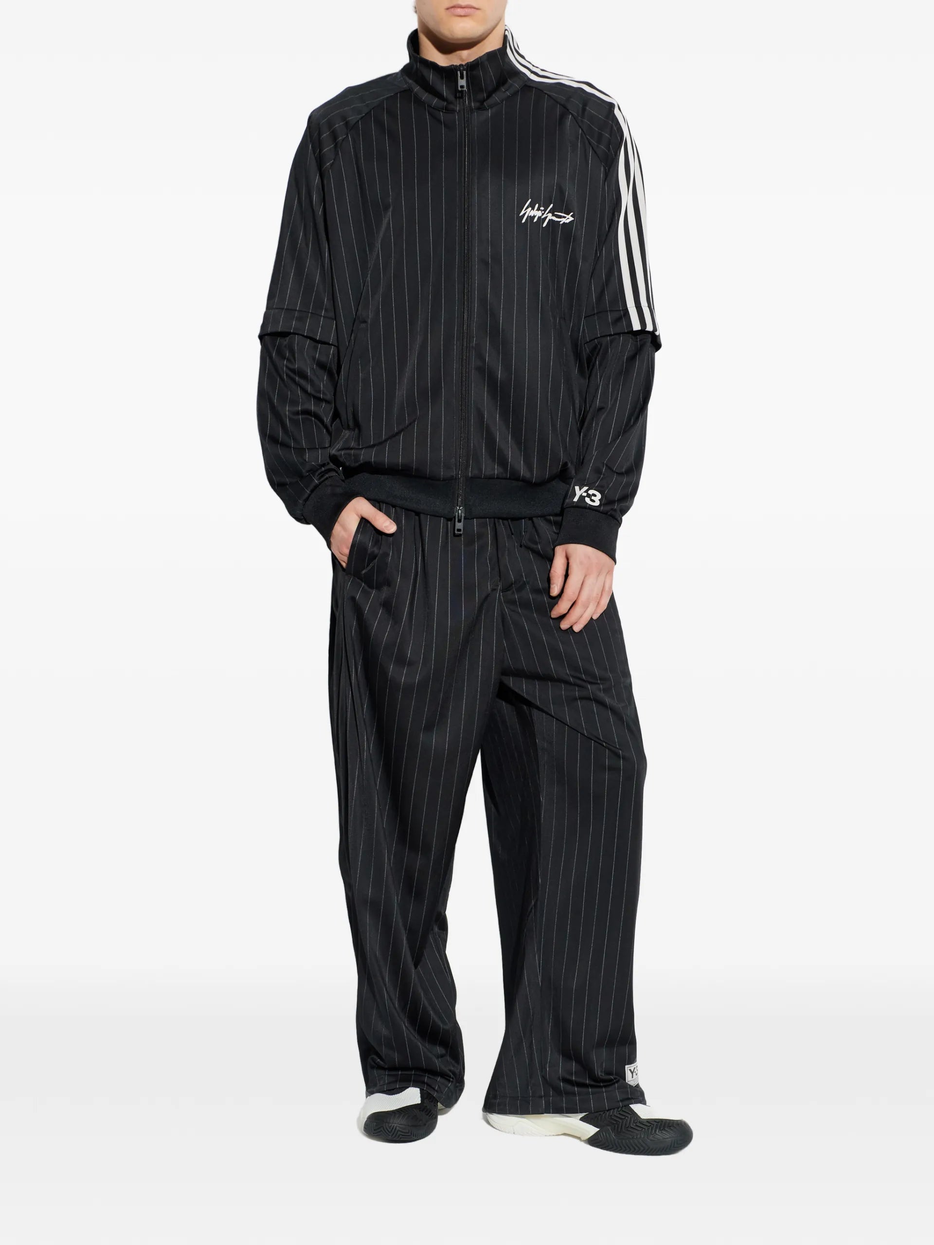 Y-3 Pinstripe Track Jacket Black Polyester