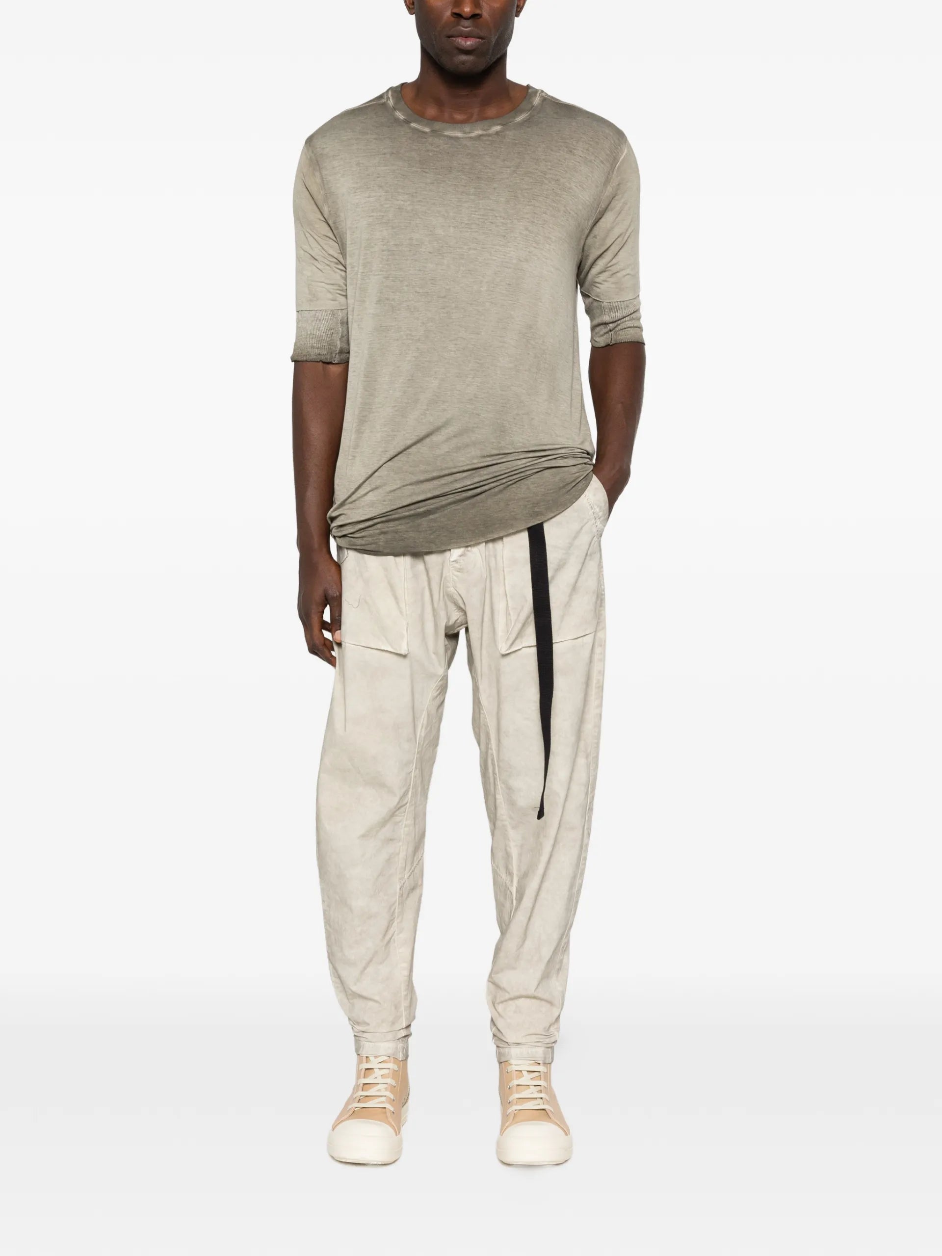 Thom Krom Ribbed-trim T-shirt Green Artificial