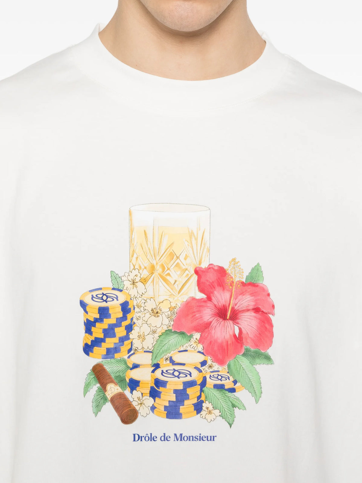 Drôle De Monsieur Hibiscus Club floral-print T-shirt coloris White - vue 5