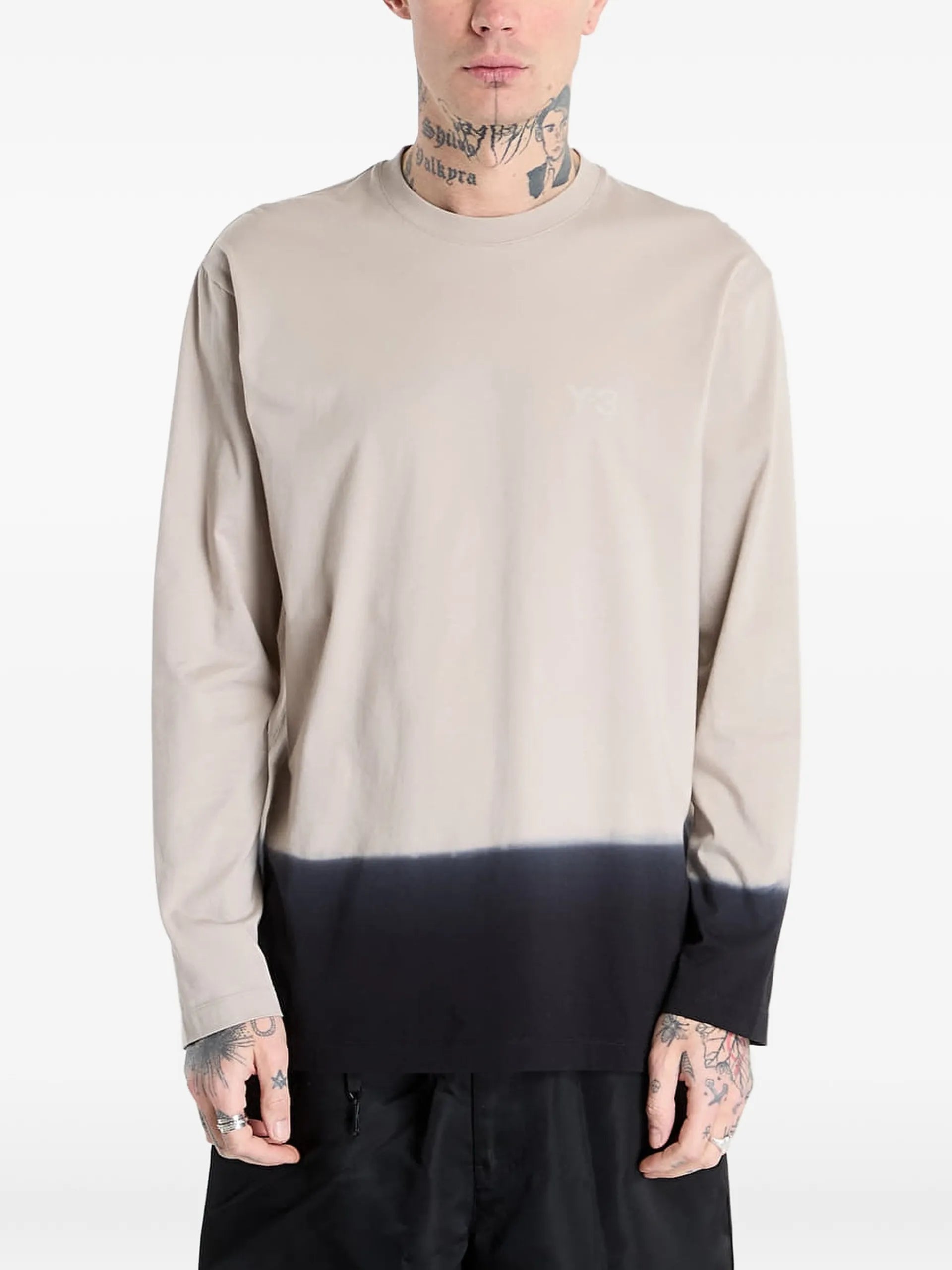 Y-3 Long-sleeve Cotton T-shirt KQ9781BROWN Vue 1