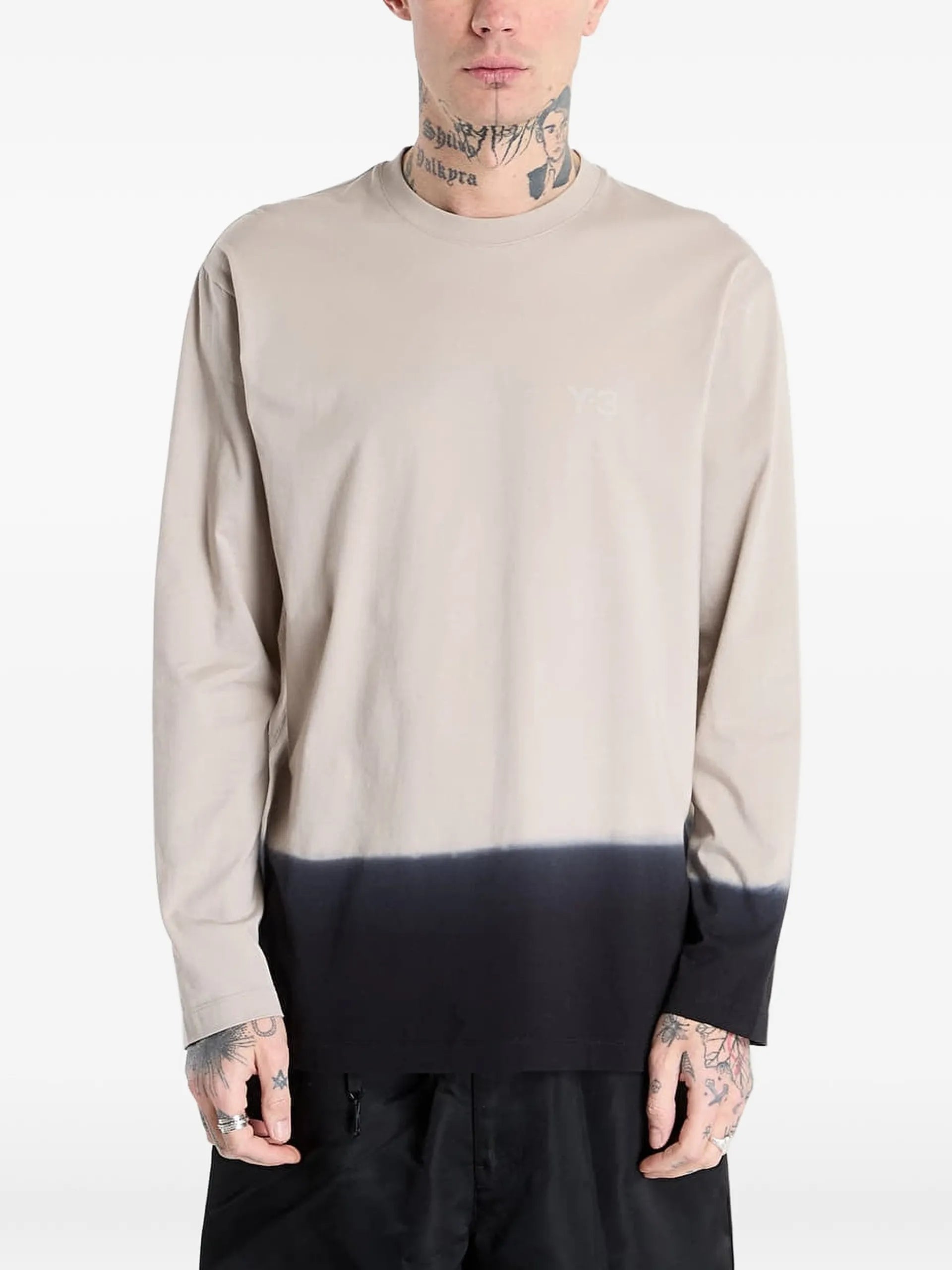 Y-3 Long-sleeve Cotton T-shirt KQ9781BROWN Vue 3