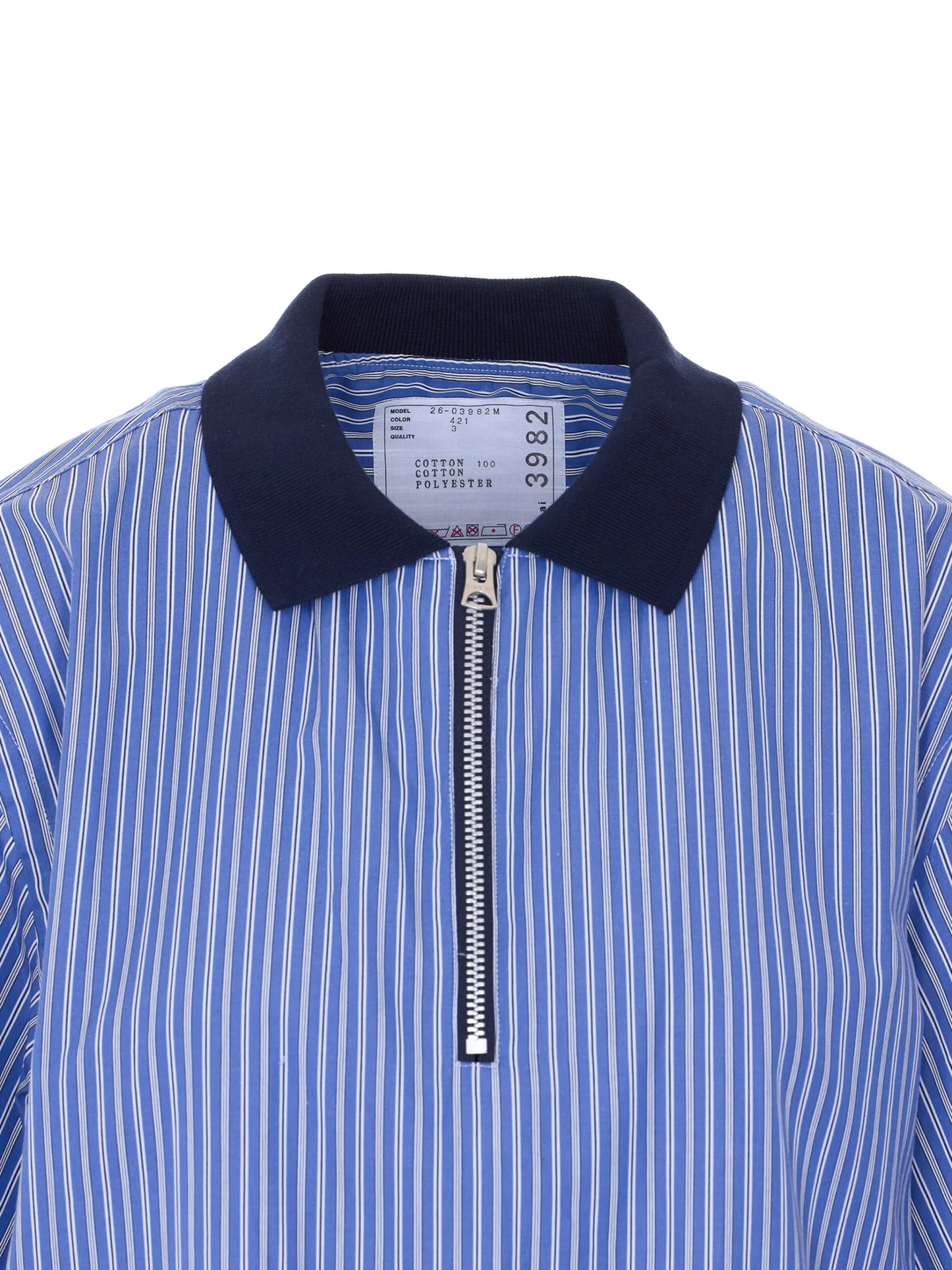 Sacai Striped Zip Polo Shirt 2603982M421 Vue 3