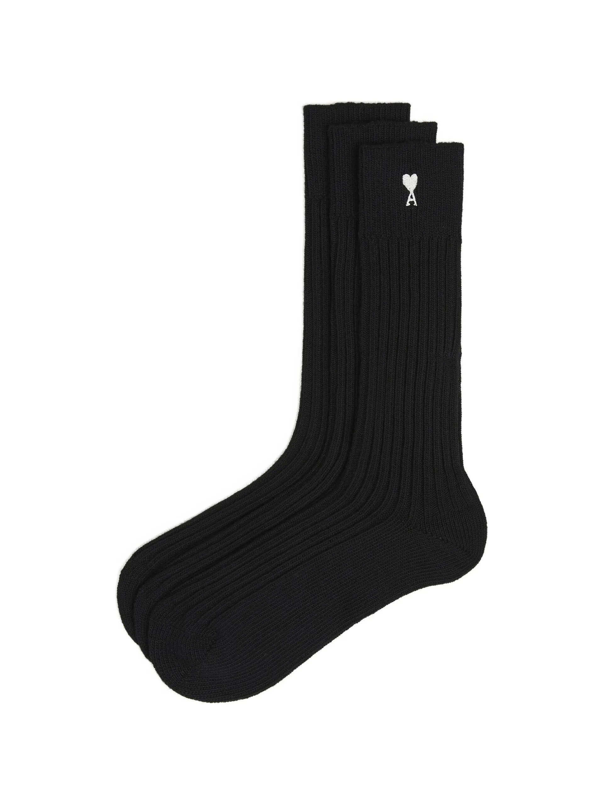AMI Paris Ribbed Detail Socks (set Of Three) USC611AK0007 Vue 1