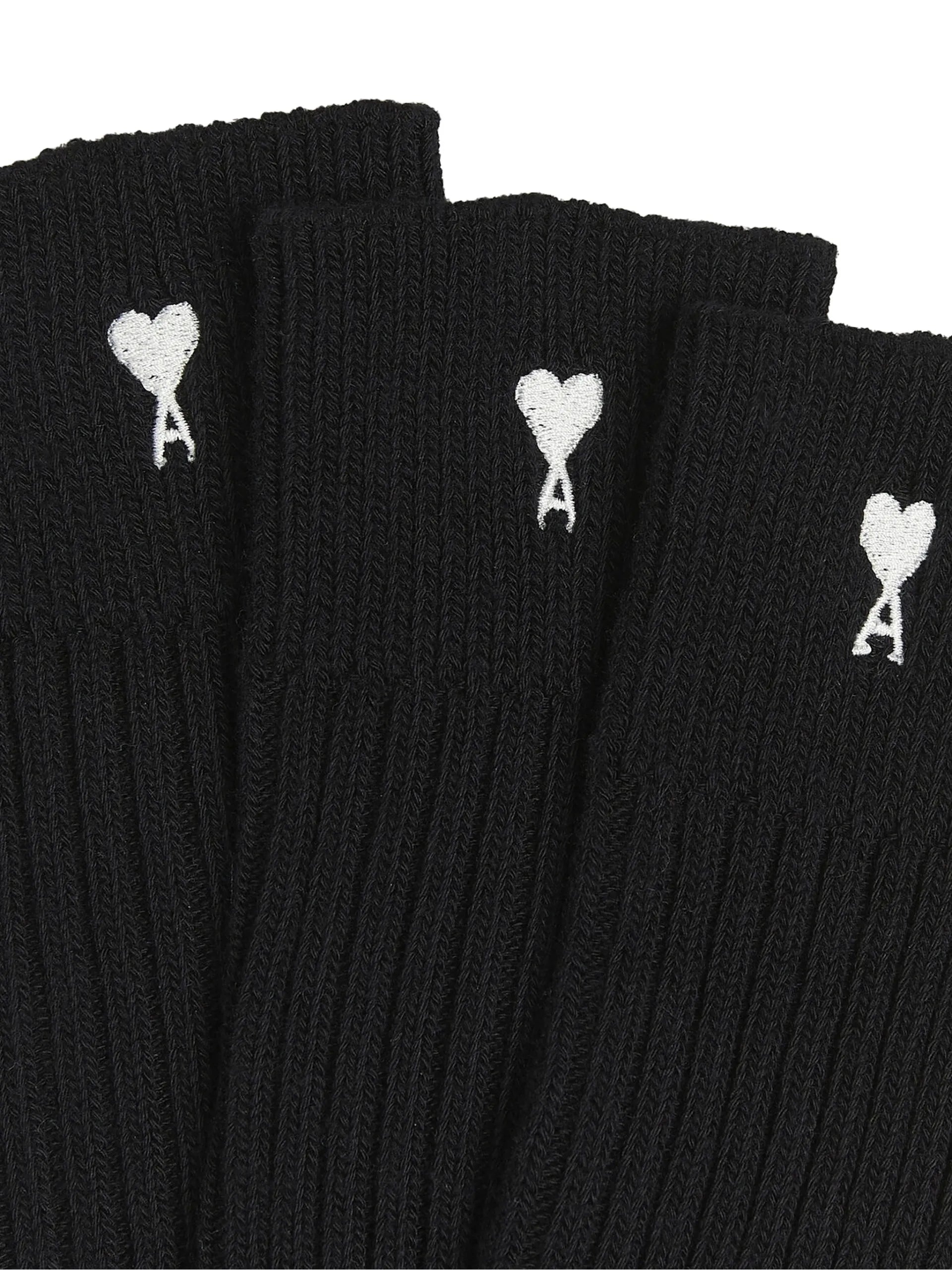 AMI Paris Ribbed Detail Socks (set Of Three)