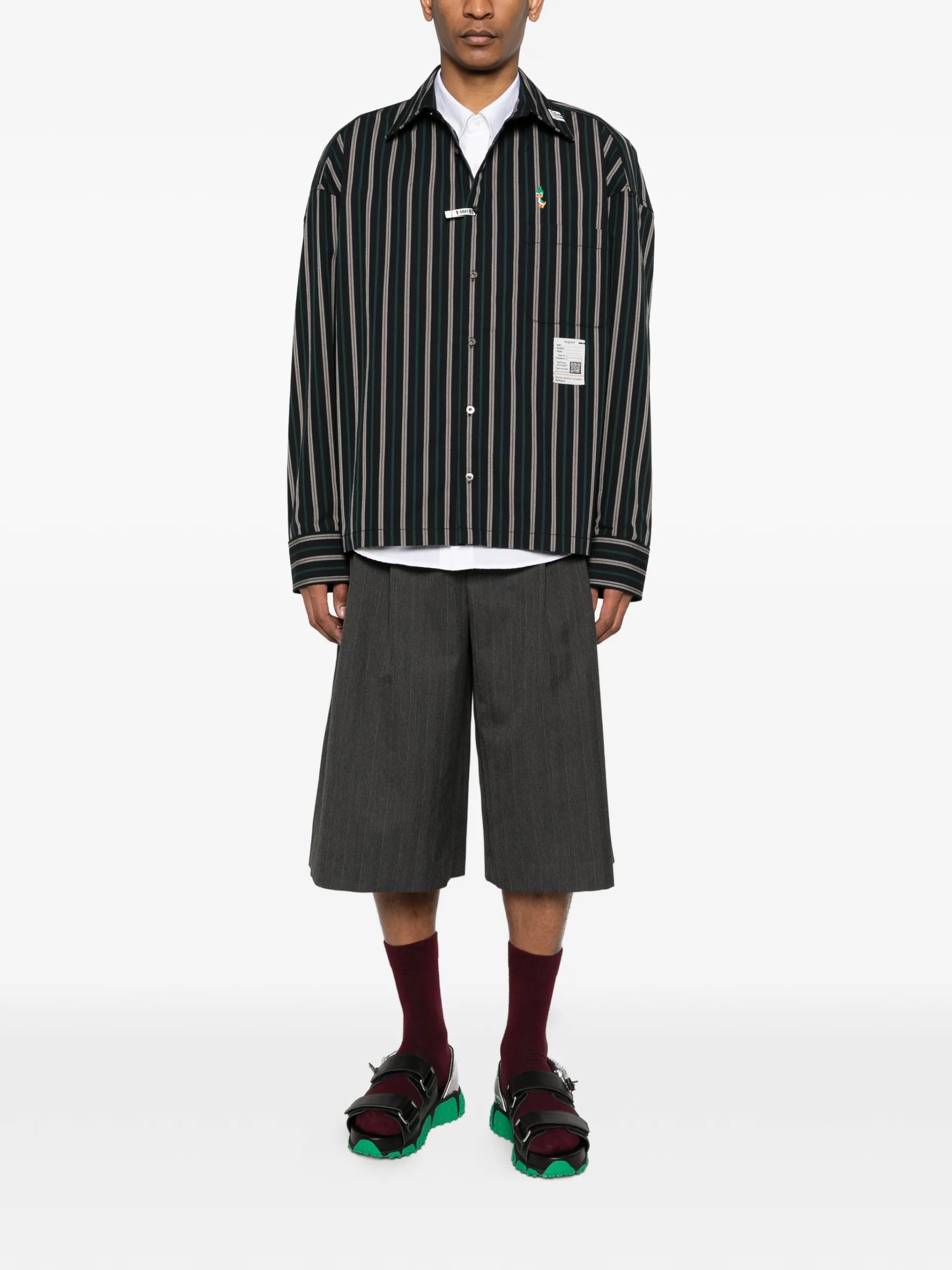 Maison MIHARA YASUHIRO Striped Embroidered Shirt