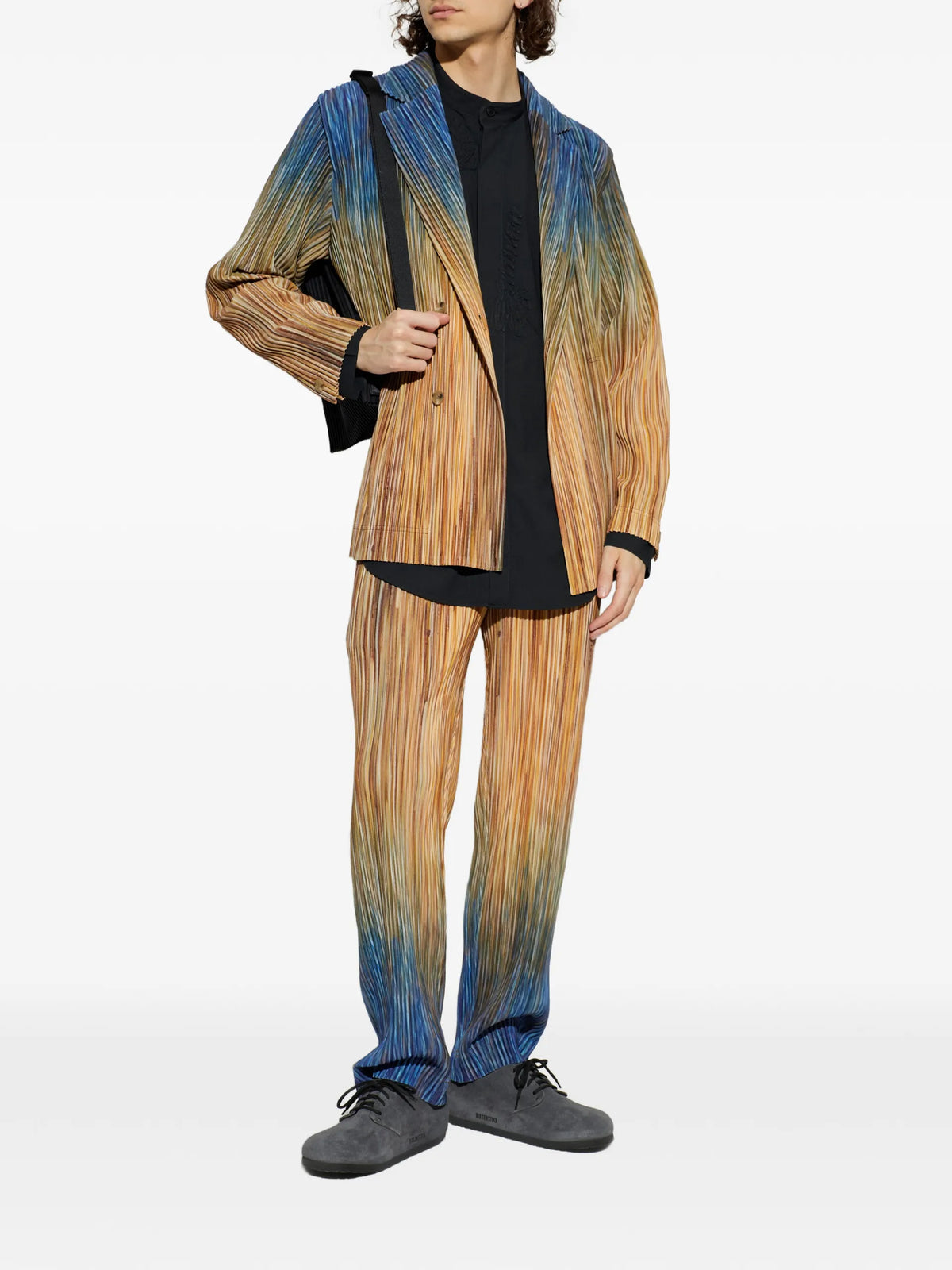 Homme Plissé Issey Miyake Paint Brush Close-Up double-breasted blazer coloris Brown - vue 2