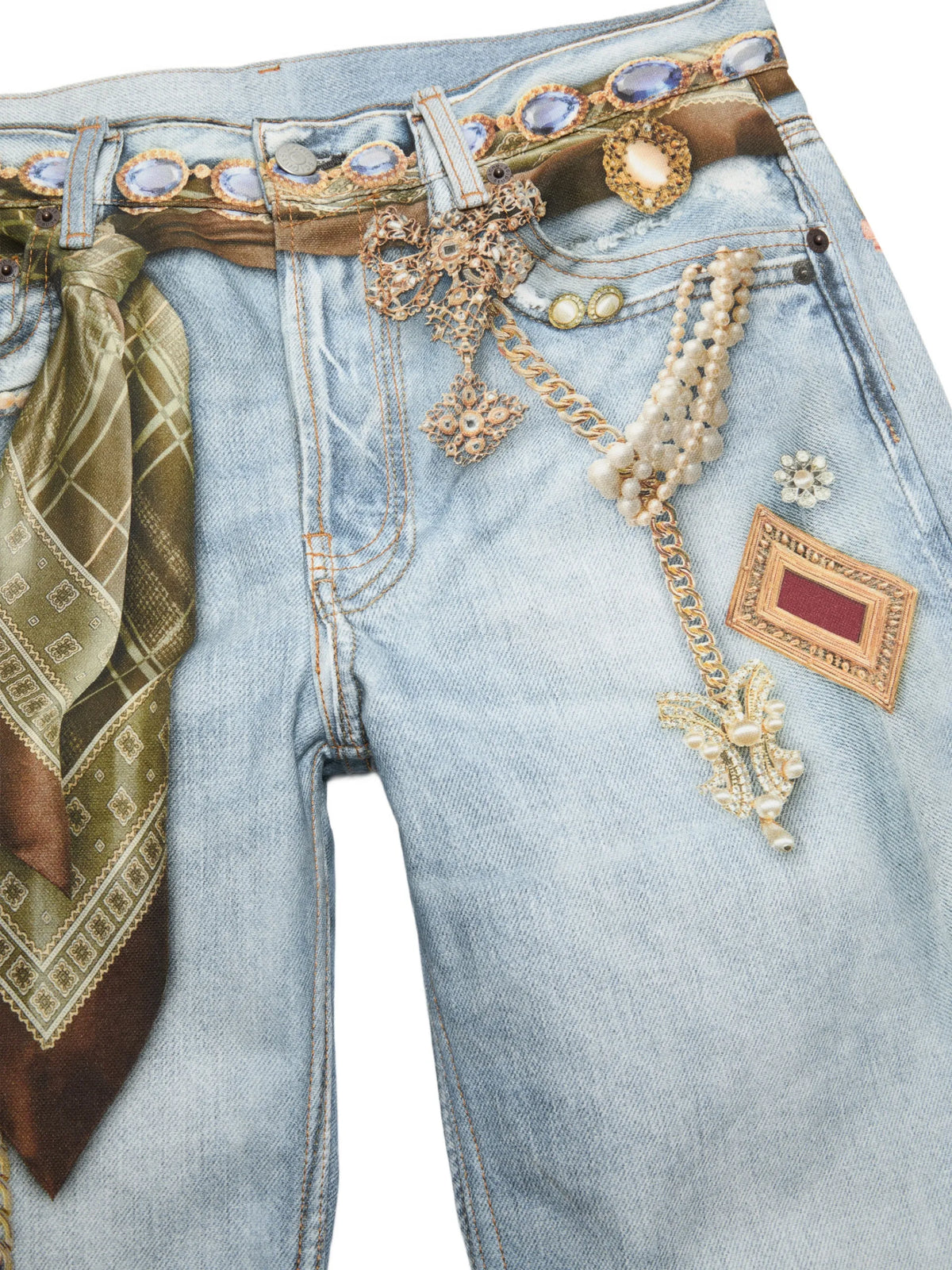 Acne Studios printed cotton canvas jeans coloris Blue - vue 6