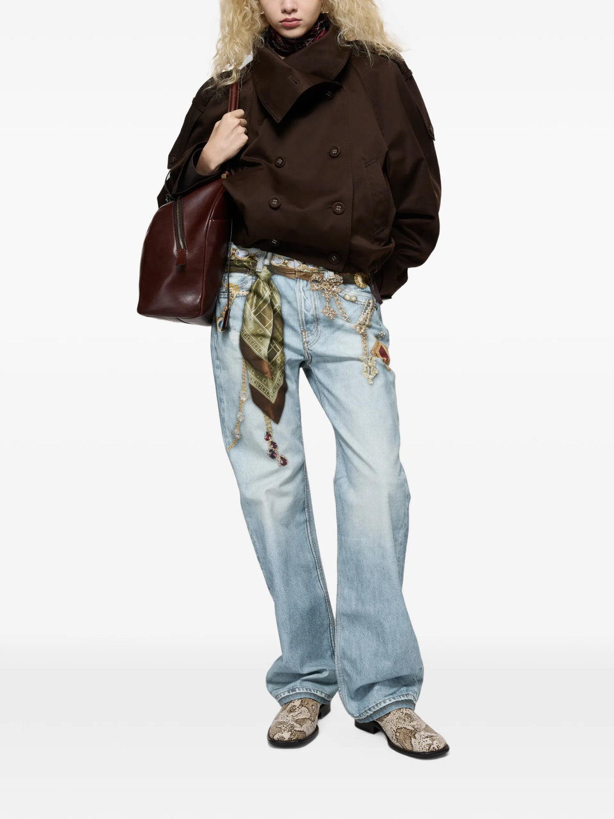 Acne Studios printed cotton canvas jeans coloris Blue - vue 3