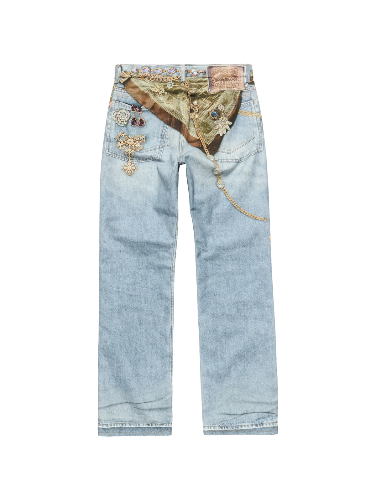 Acne Studios printed cotton canvas jeans coloris Blue - vue 7