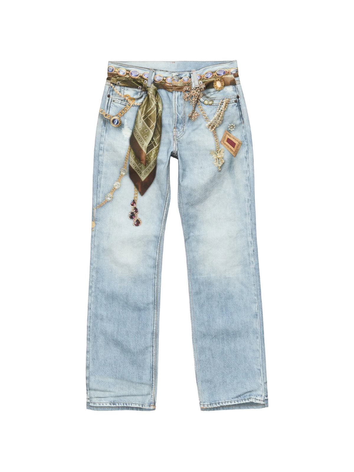 Acne Studios printed cotton canvas jeans coloris Blue