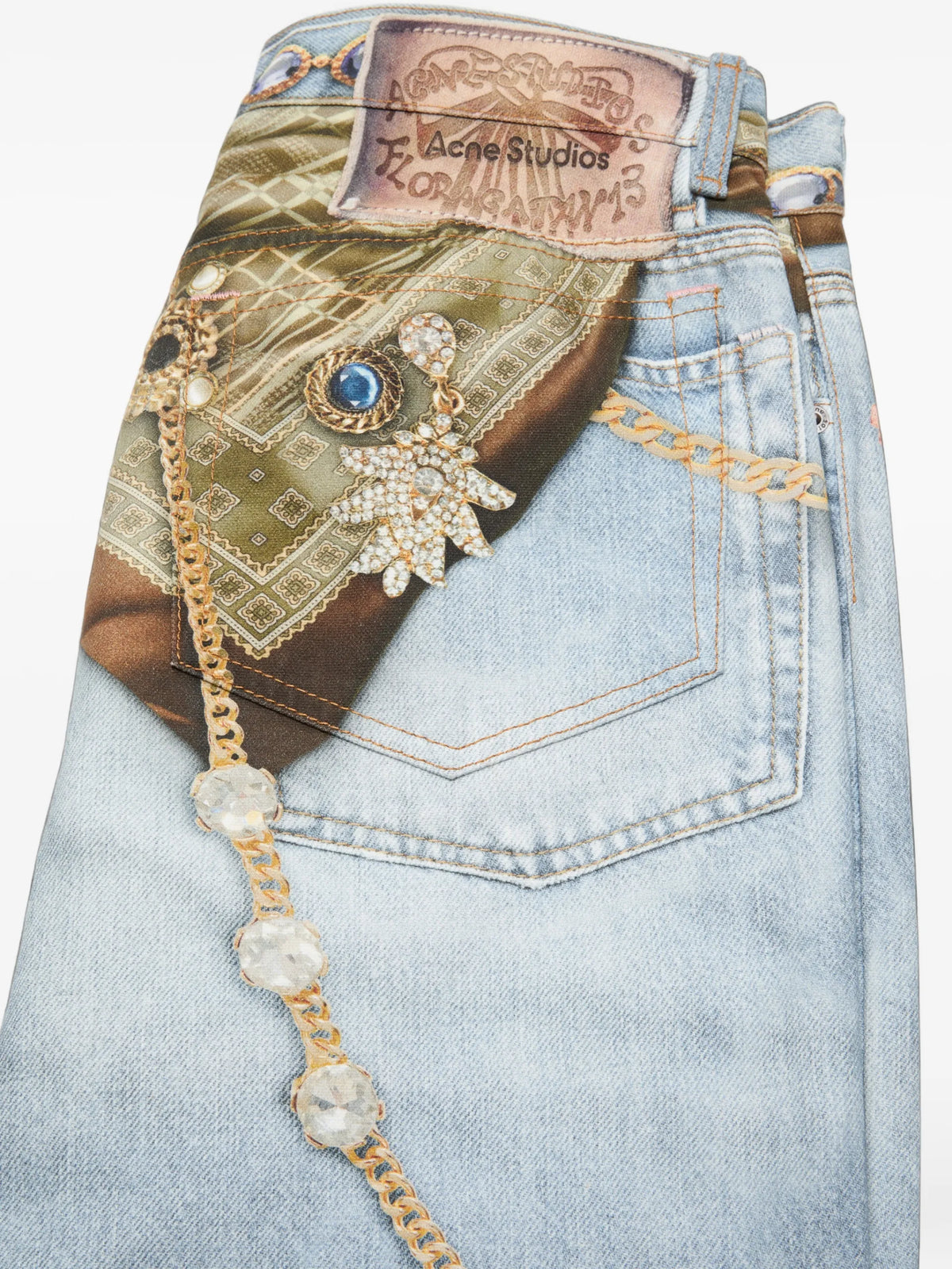 Acne Studios printed cotton canvas jeans coloris Blue - vue 5