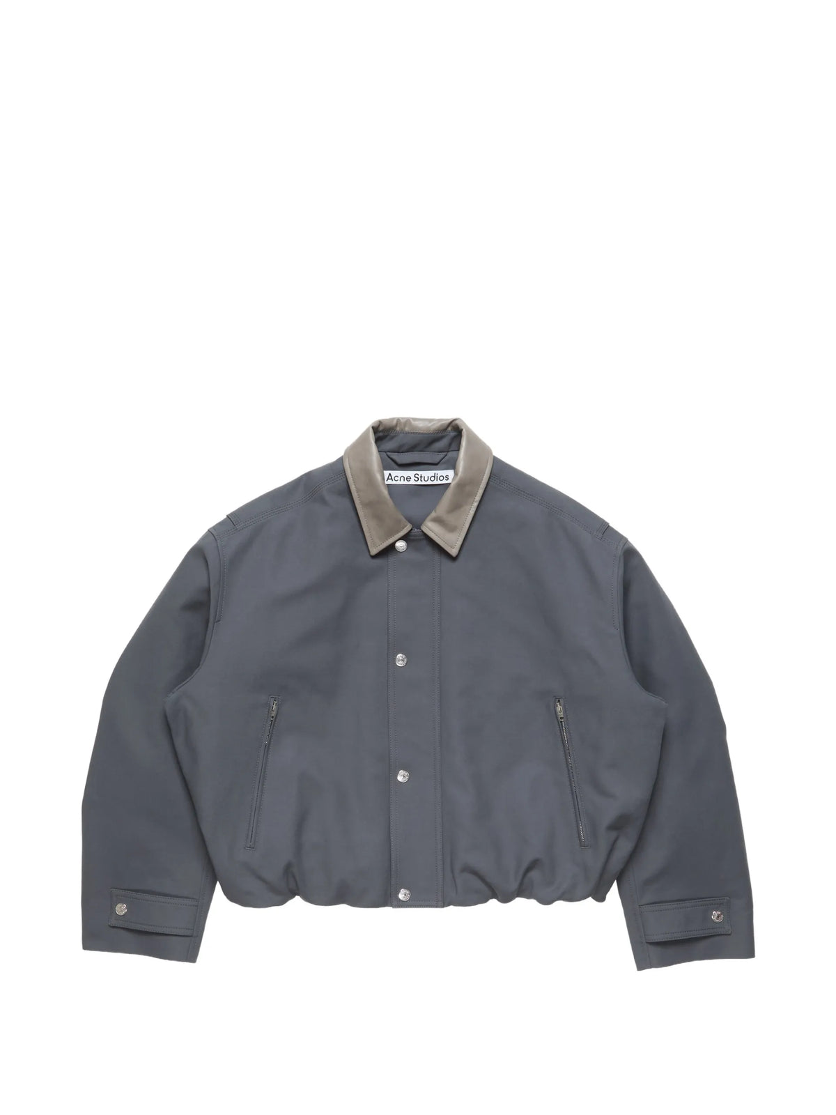 Acne Studios leather-collar cotton jacket coloris Grey