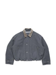 Acne Studios leather-collar cotton jacket coloris Grey
