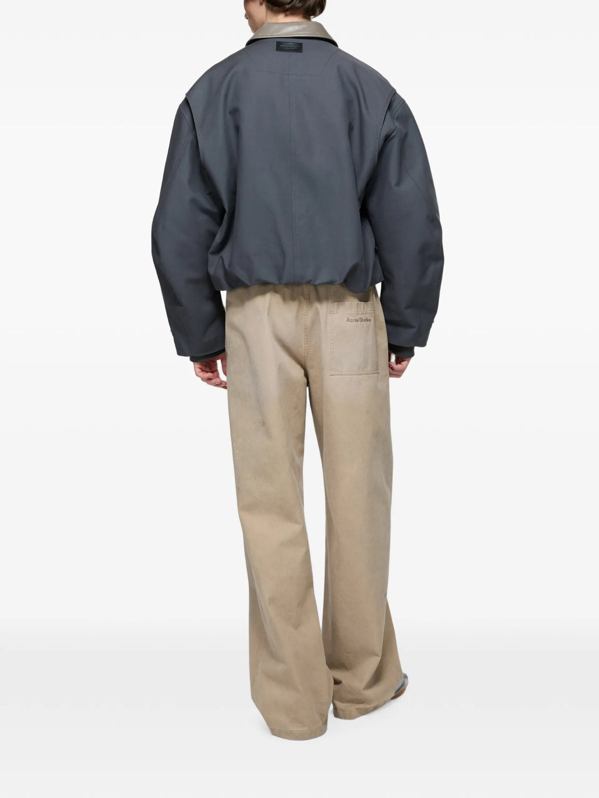 Acne Studios leather-collar cotton jacket coloris Grey - vue 3