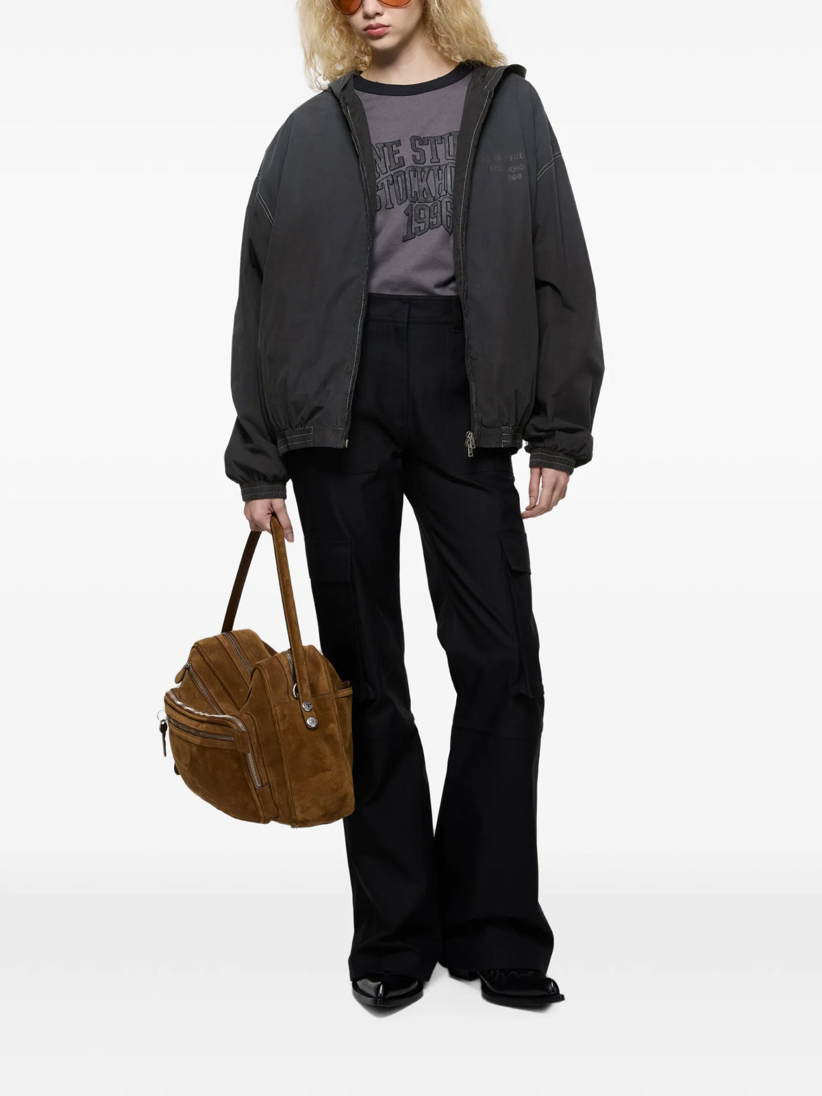 Acne Studios logo-print zip-up hoodie coloris Black - vue 2