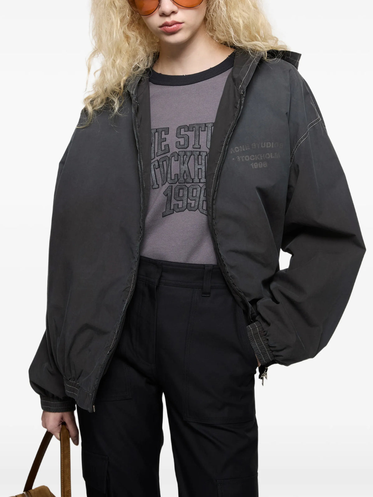 Acne Studios logo-print zip-up hoodie coloris Black