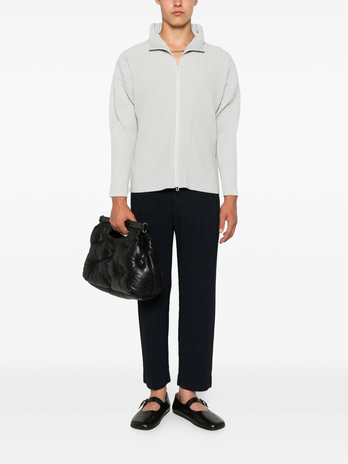 Homme Plissé Issey Miyake plissé zip-up shirt coloris Grey - vue 2