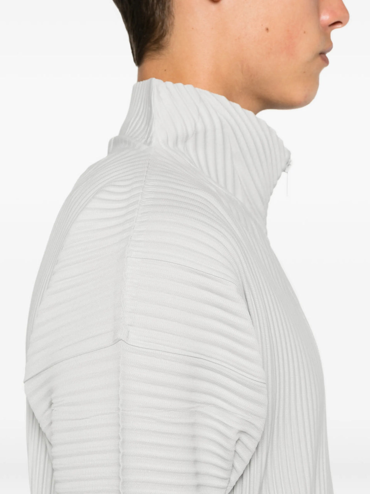 Homme Plissé Issey Miyake plissé zip-up shirt coloris Grey - vue 5