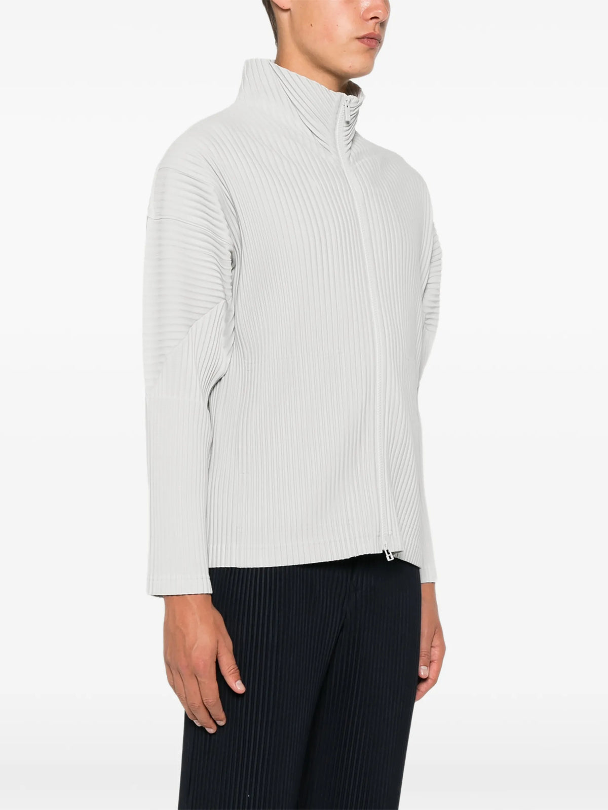 Homme Plissé Issey Miyake plissé zip-up shirt coloris Grey - vue 3