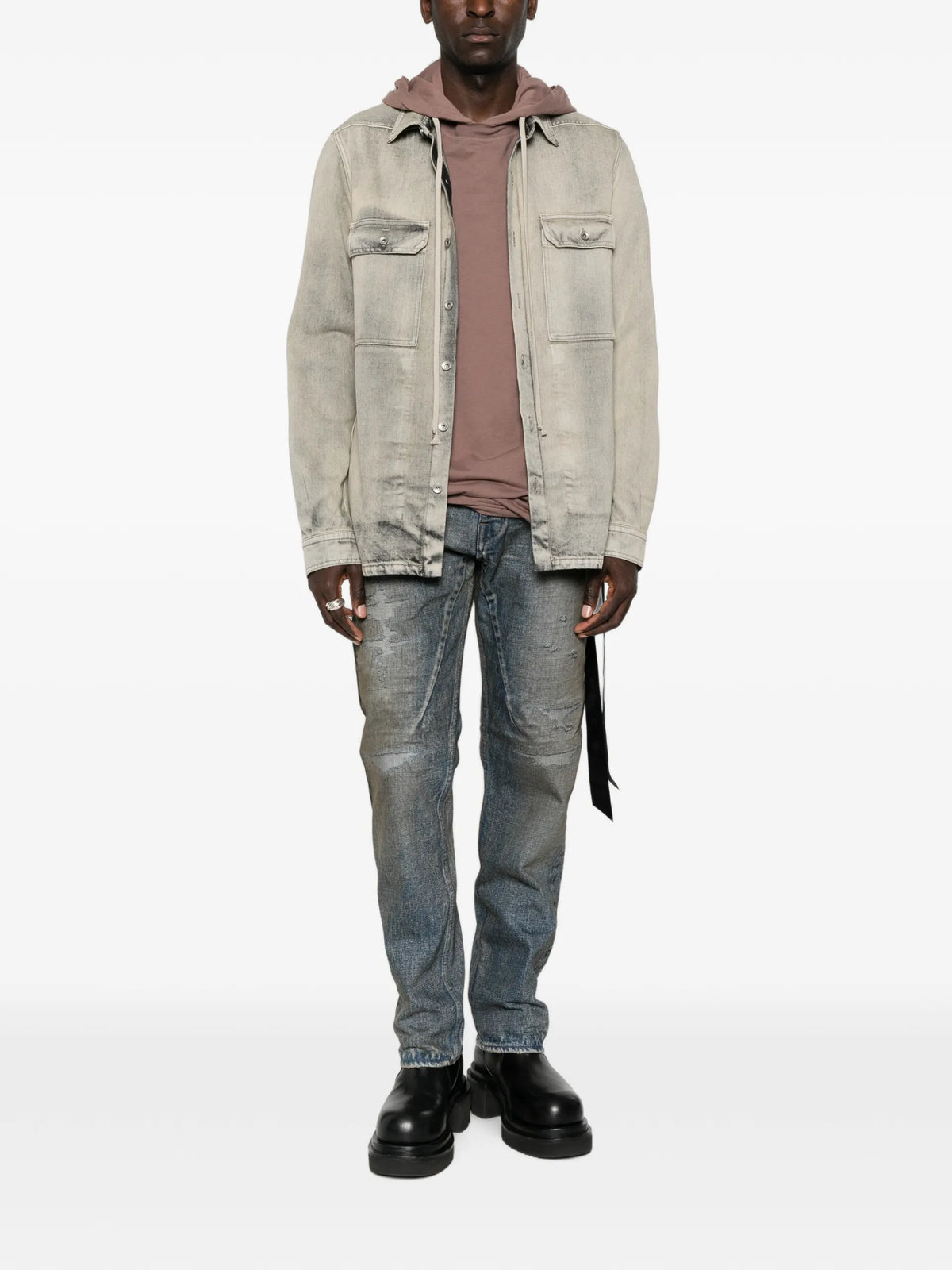 Rick Owens DRKSHDW faded denim jacket coloris Grey - vue 2