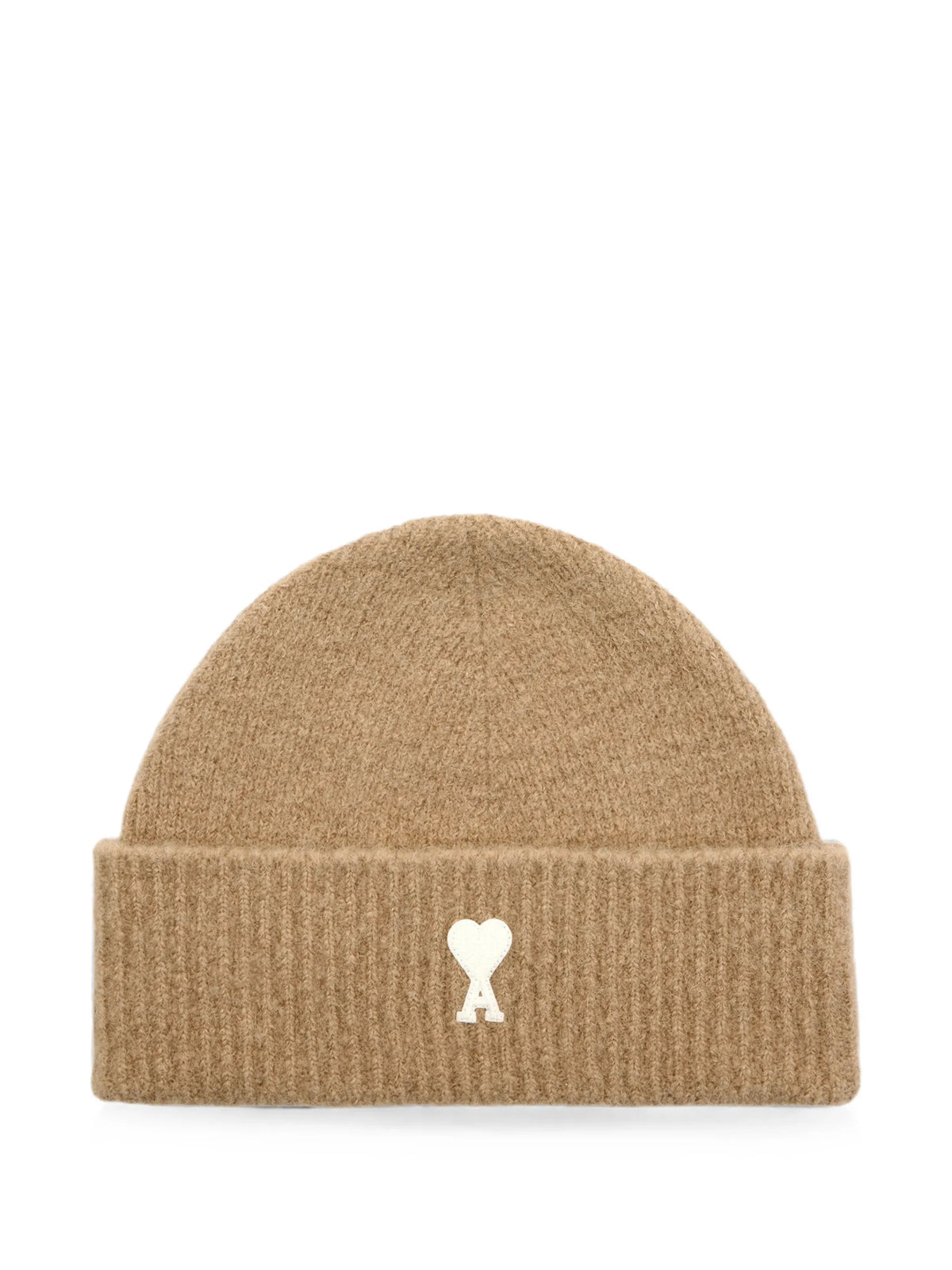 AMI Paris beige alpaca beanie with Ami de Coeur coloris Neutrals