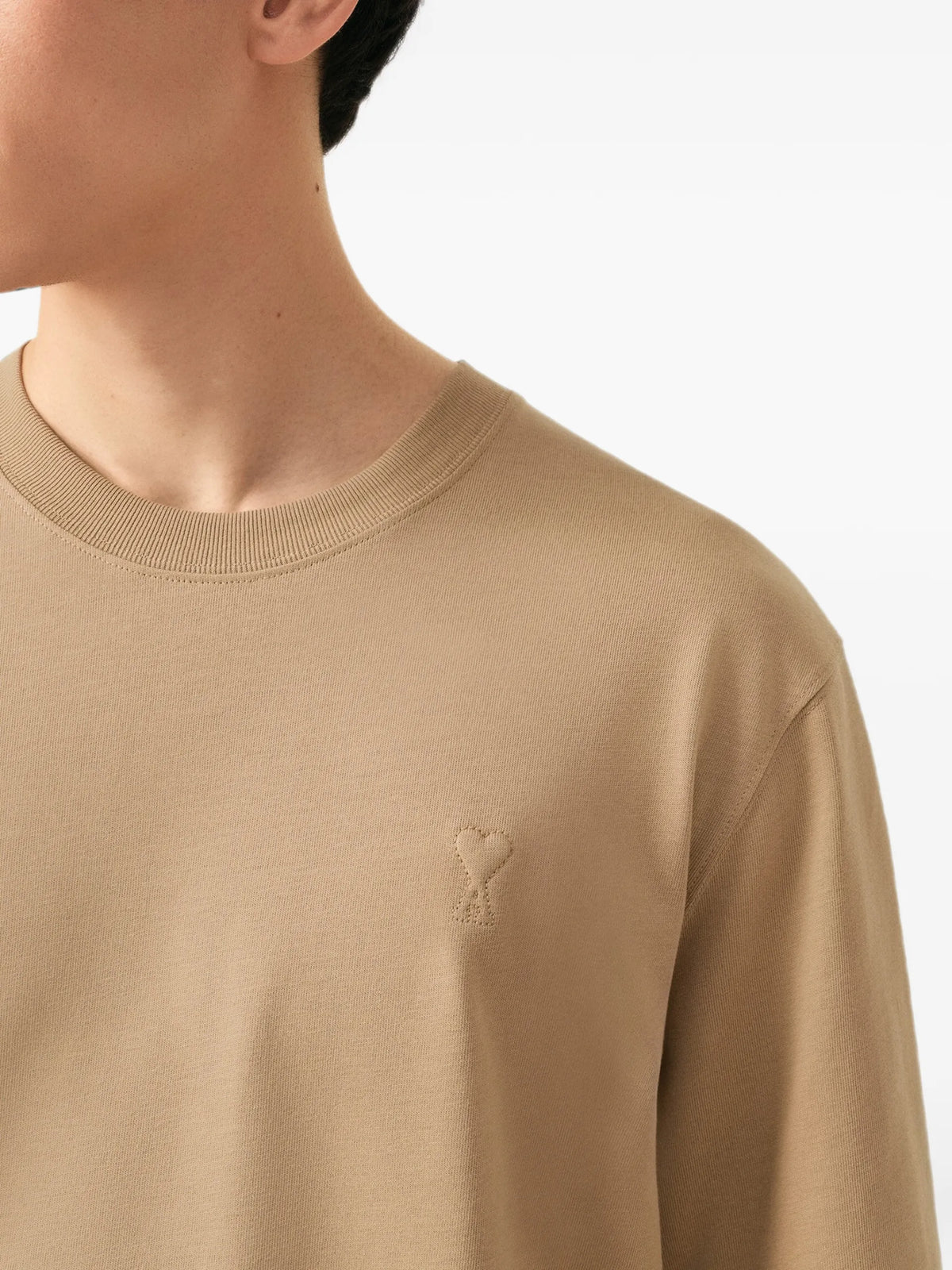 AMI Paris cotton t-shirt with embossed Ami de Coeur coloris Neutrals - vue 7