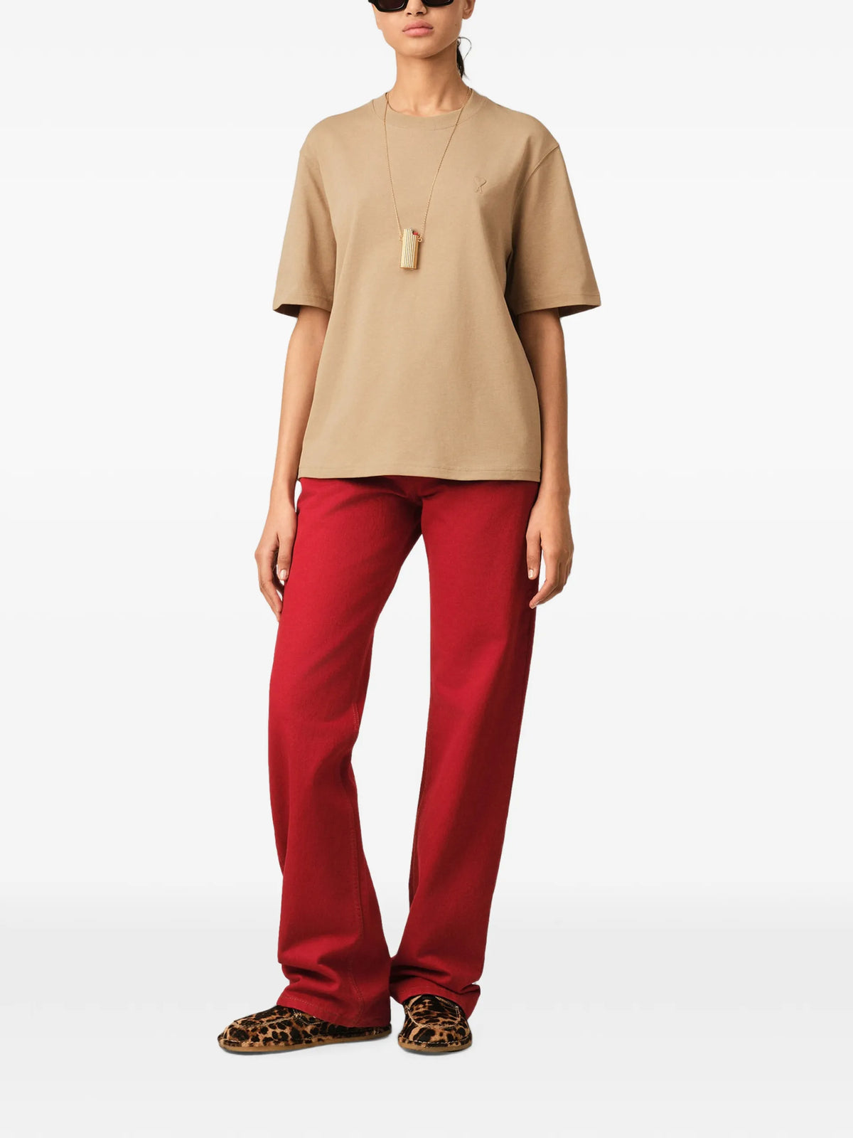 AMI Paris cotton t-shirt with embossed Ami de Coeur coloris Neutrals - vue 3