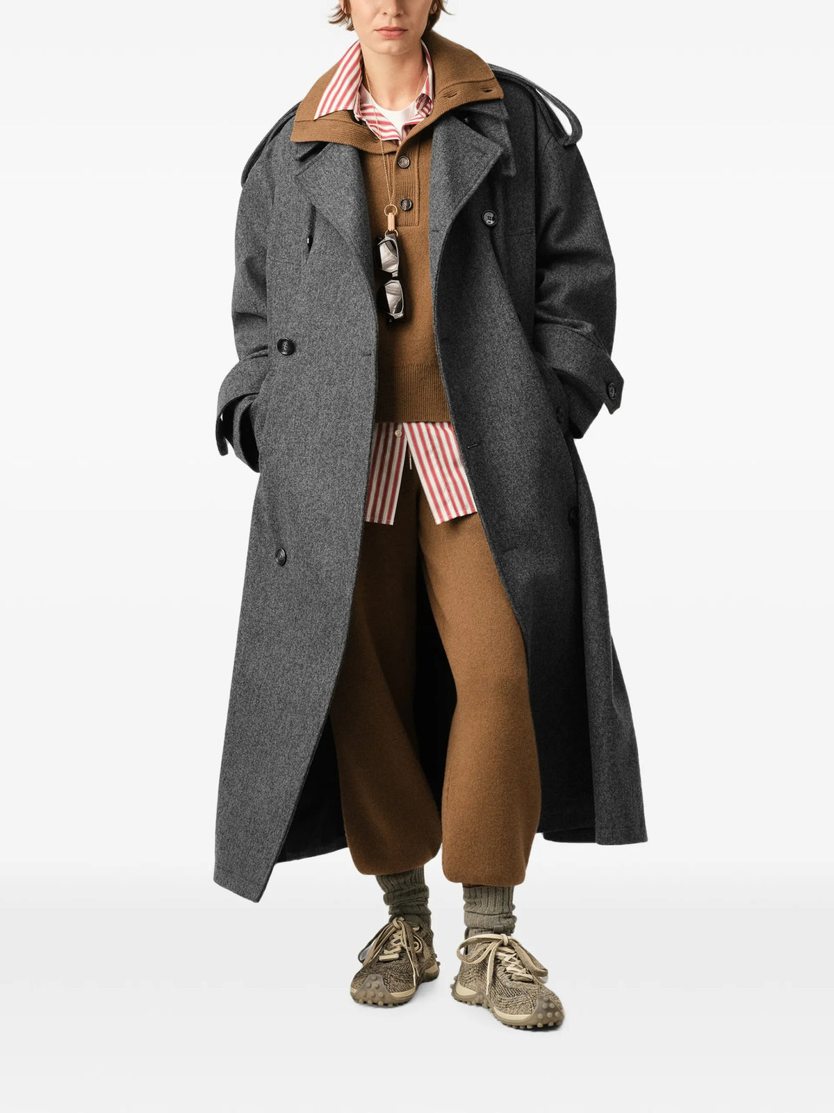 AMI Paris wool trench coat coloris Grey - vue 3